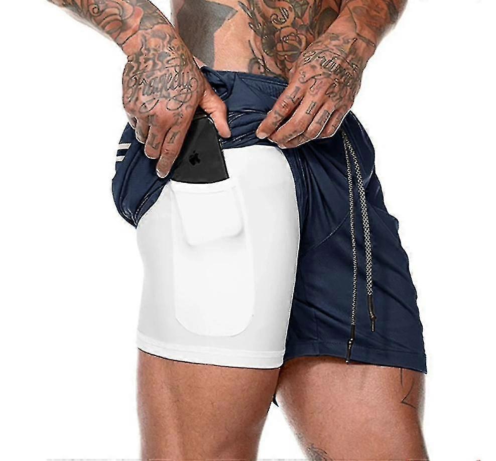 2 In 1 Double Layer Built-in Pocket, Quick Dry Training Shorts