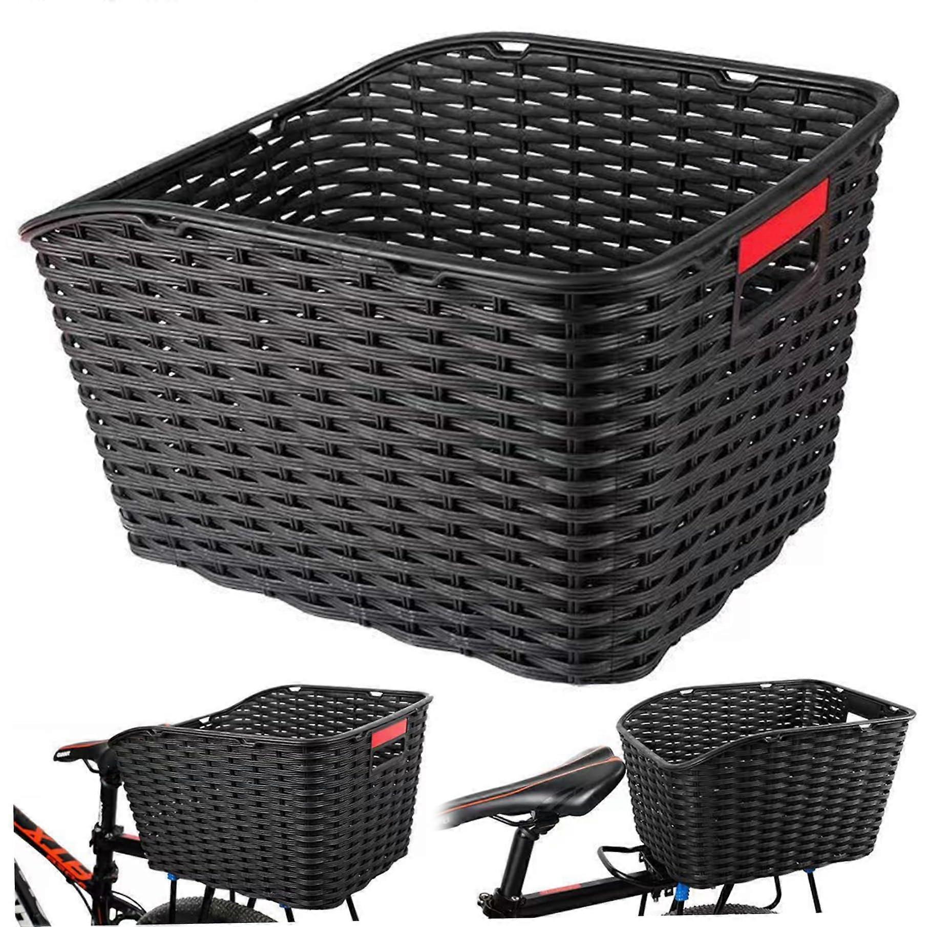 Bicycle Basket Woven Strong Load Rear Bicycle Basket with Handle Mirror PP Rear for Bag Pet Vegetable Ball Ref: 3858