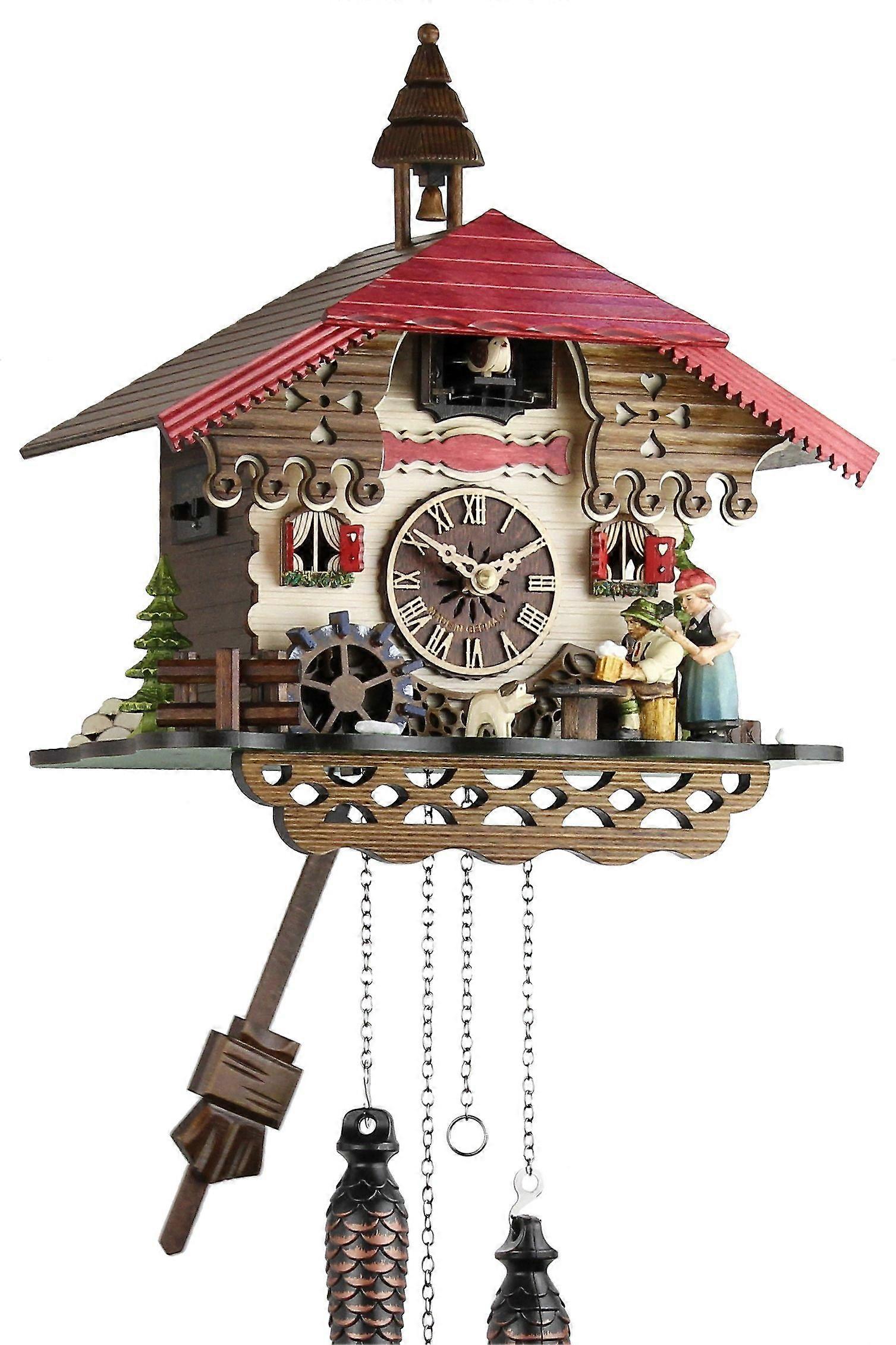 Cuckoo Clock Real Wood Battery Operated Quartz Movement Music Cuckoo Call Rolling Pin 33 cm 24797