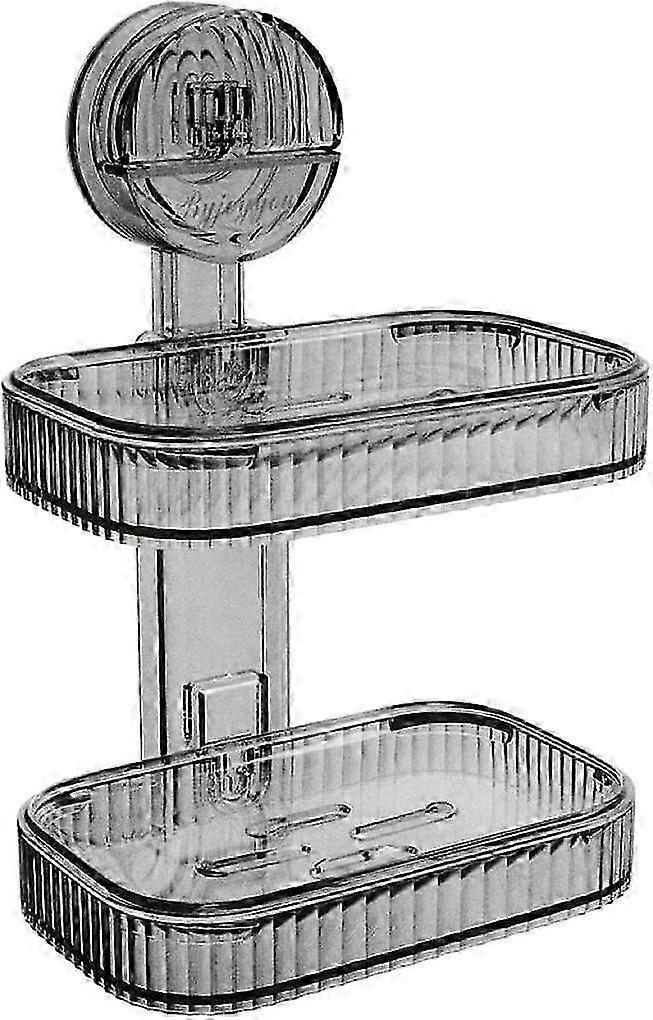 Double-Layer Soap Dish with Drain, Wall-Mounted Holder Without Drilling, Removable for Bathroom and Kitchen