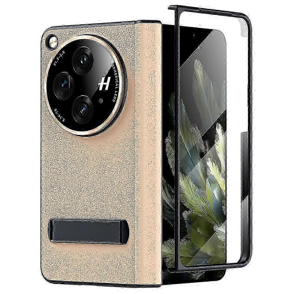 Genuine Leather Case Suitable for a Certain Brand, Built-in Screen Protector All-in-One Protective Cover with Hinge Protection & Kickstand