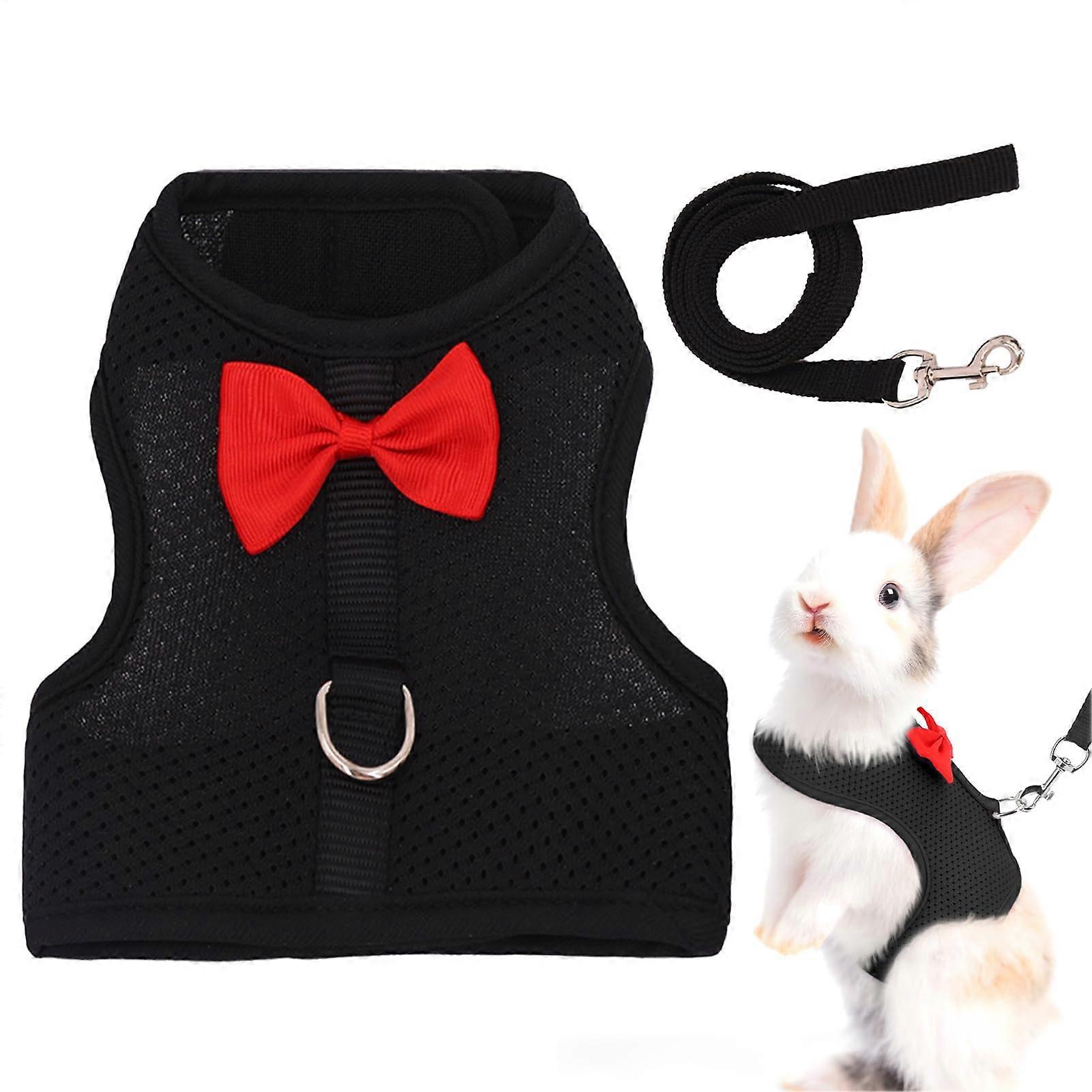 Rabbit Harness and Leashes, Escape Proof, Lightweight Set, Kitten Black S