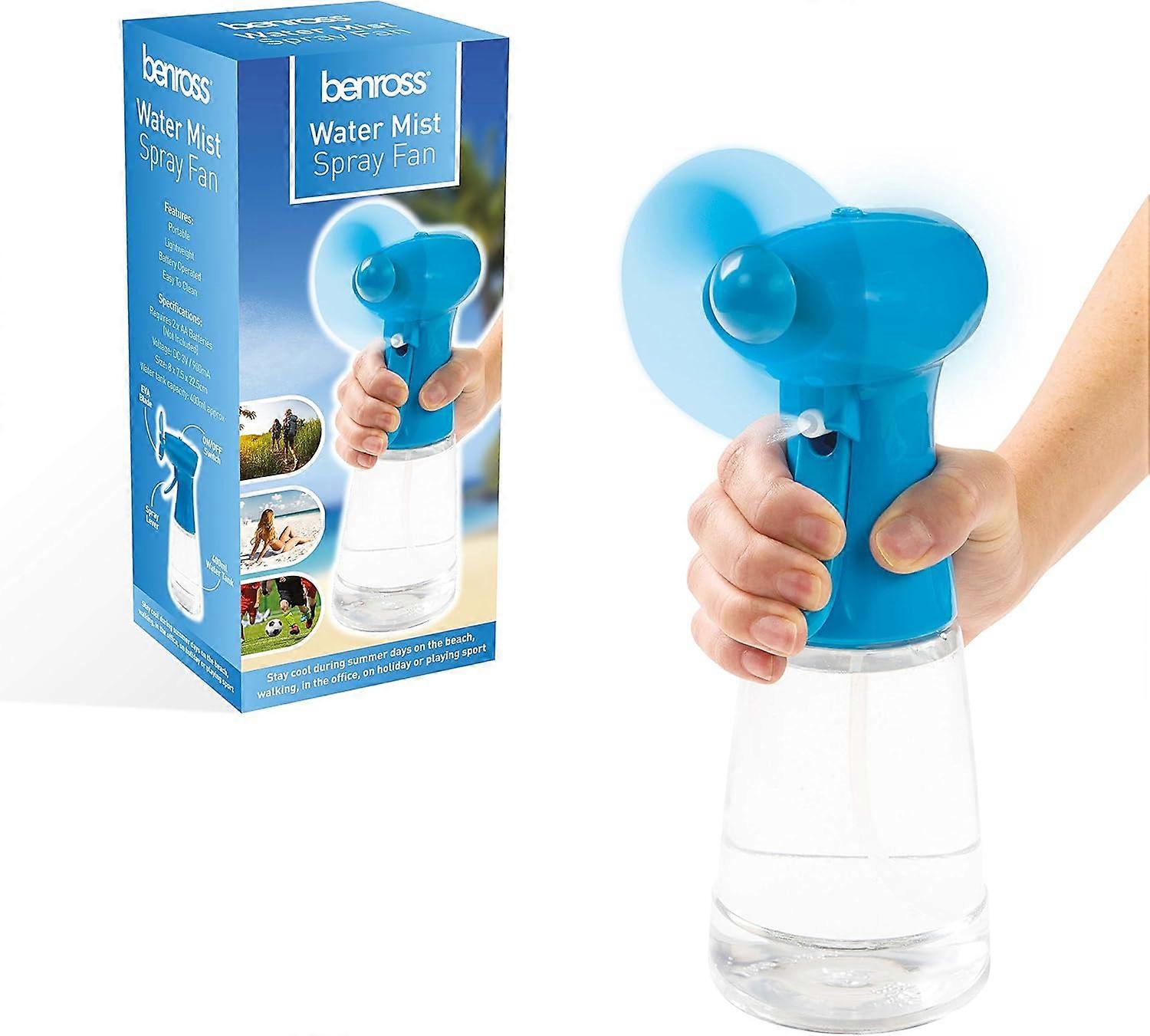 Portable Water Mist Spray Fan, Handheld Cooling Device (Blue)