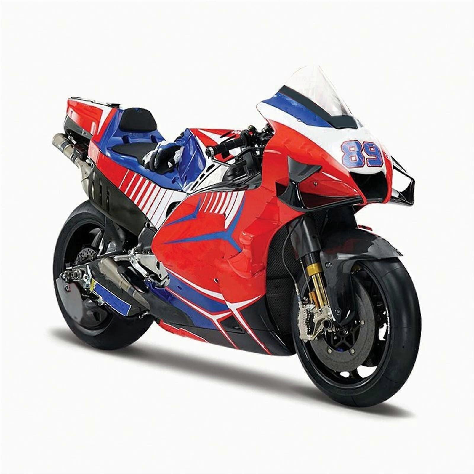 Scale Model 1:18 Pramac 89 Motorcycle Die Cast Model Red, Detailed Simulation, Collectible Toy Model