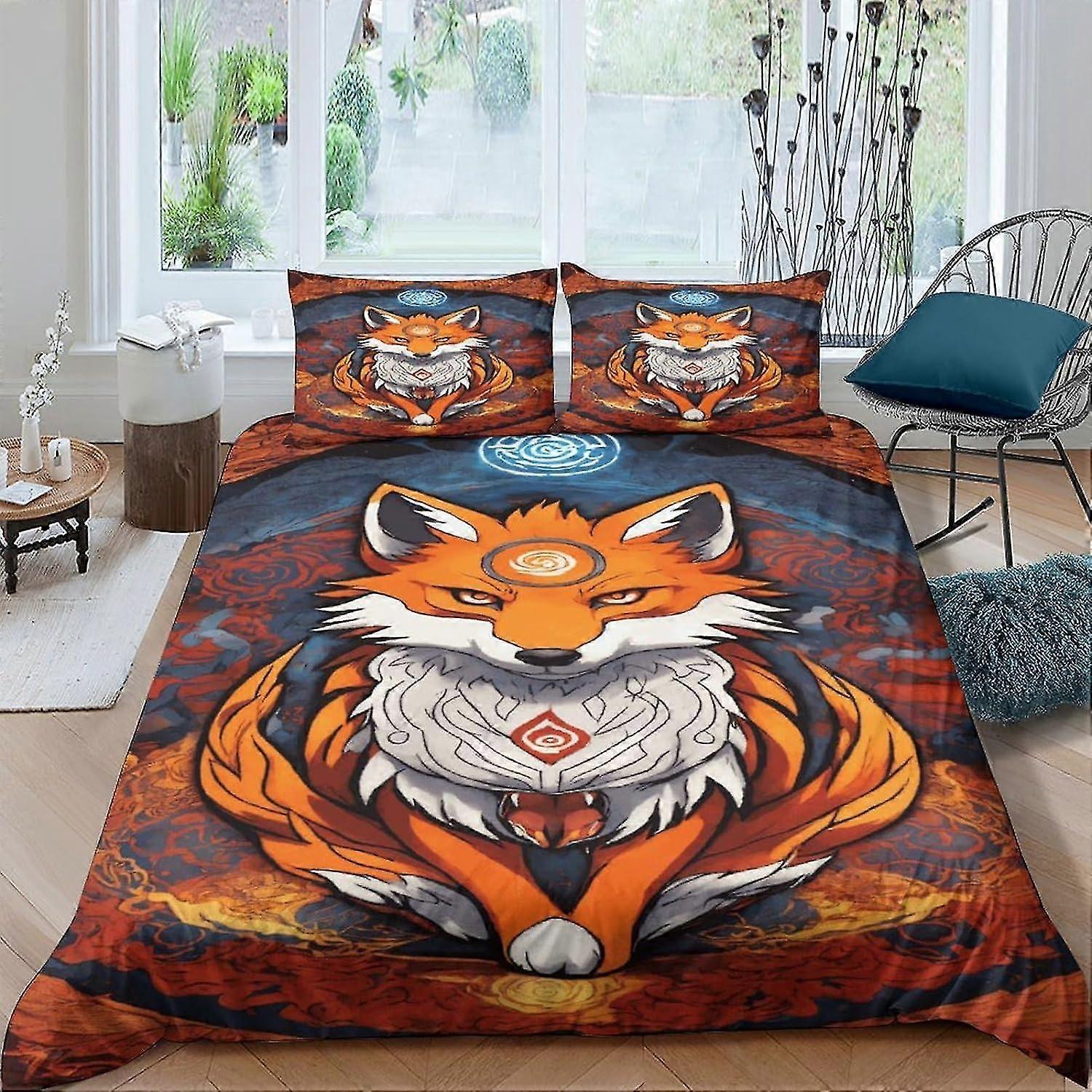 3D Animal Print Duvet Cover Set with Microfiber Pillowcases & Zipper Closure for King Size