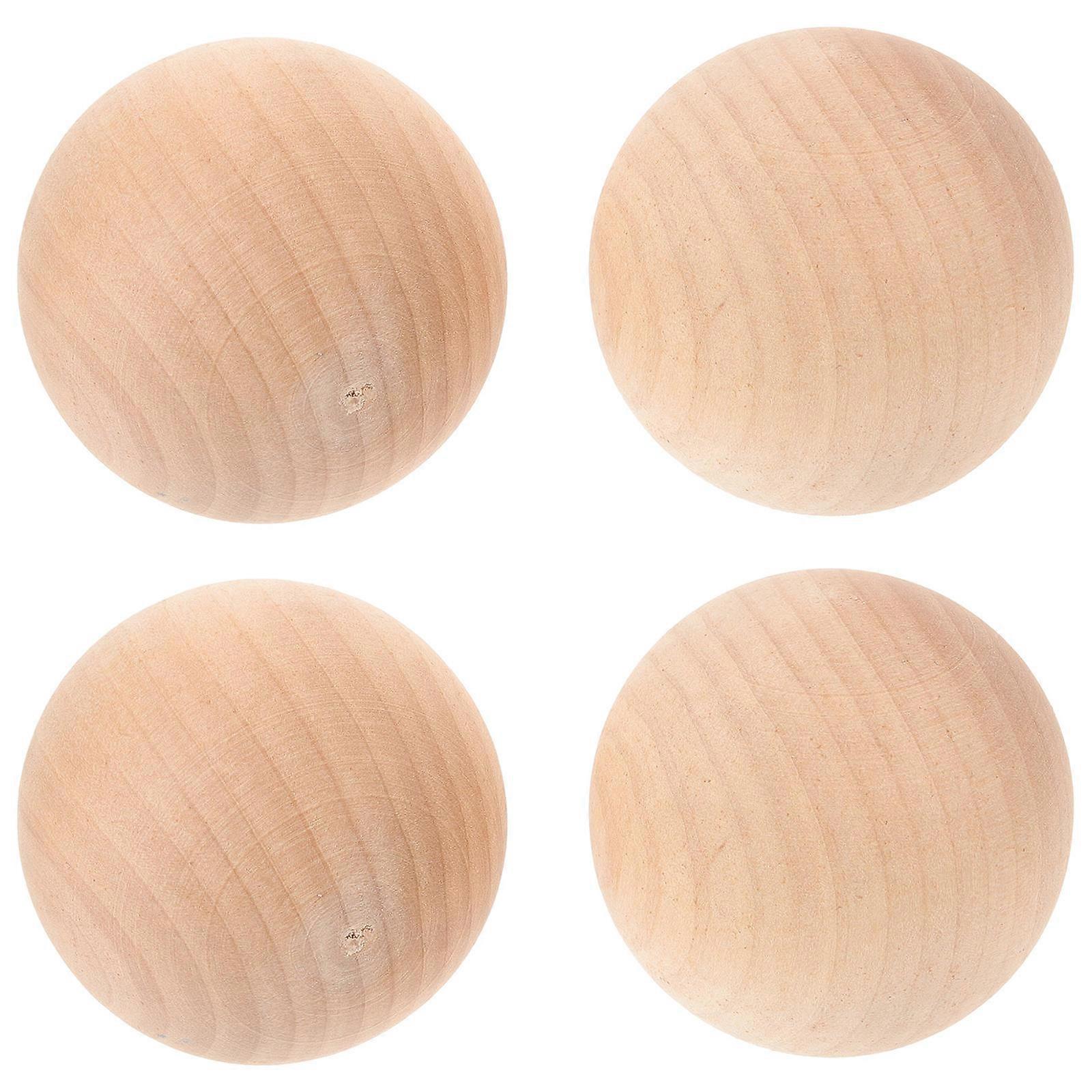 4pcs Wooden Bocce Balls Natural Pine Wood Outdoor Lawn Game Toy for Kids and Adults Safe Non Toxic Sport Balls