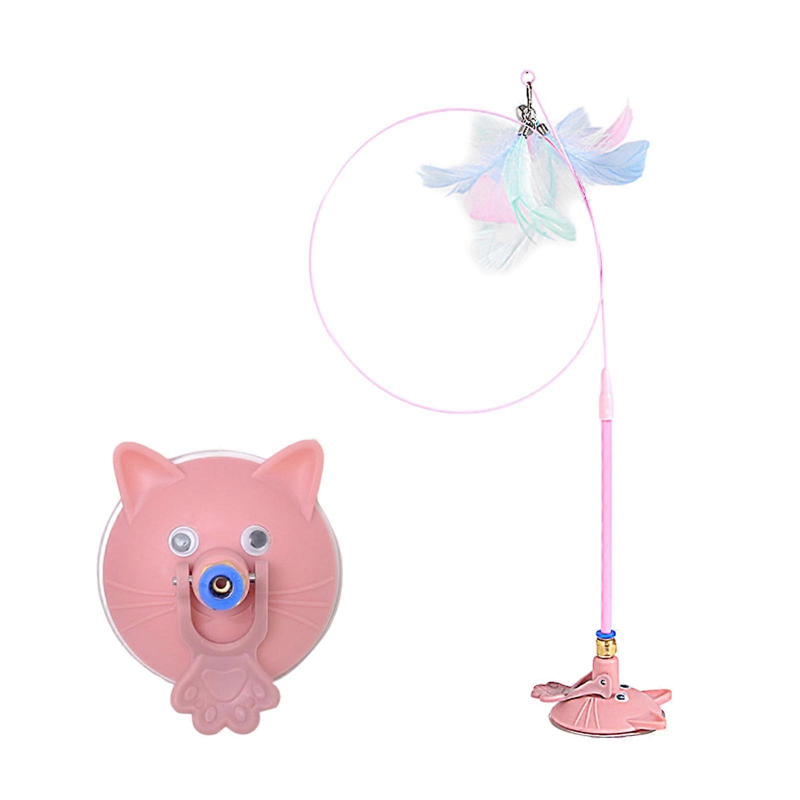 Interactive Pet Toy Elastic Steel Wire Design Strong Suction Base For Jumping And Mental Stimulation Pink