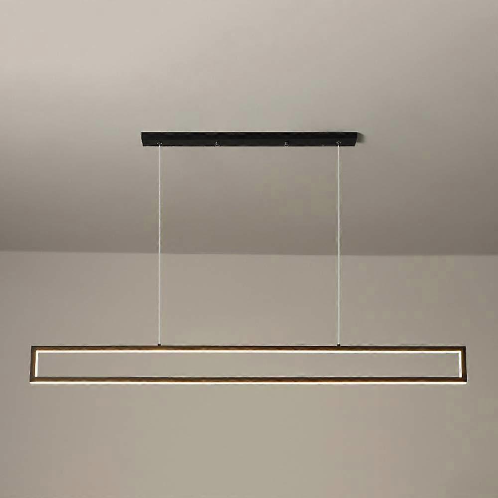 Modern rectangular linear LED pendant lights, black metal chandelier, 39.4'/47.3' kitchen island pendant
