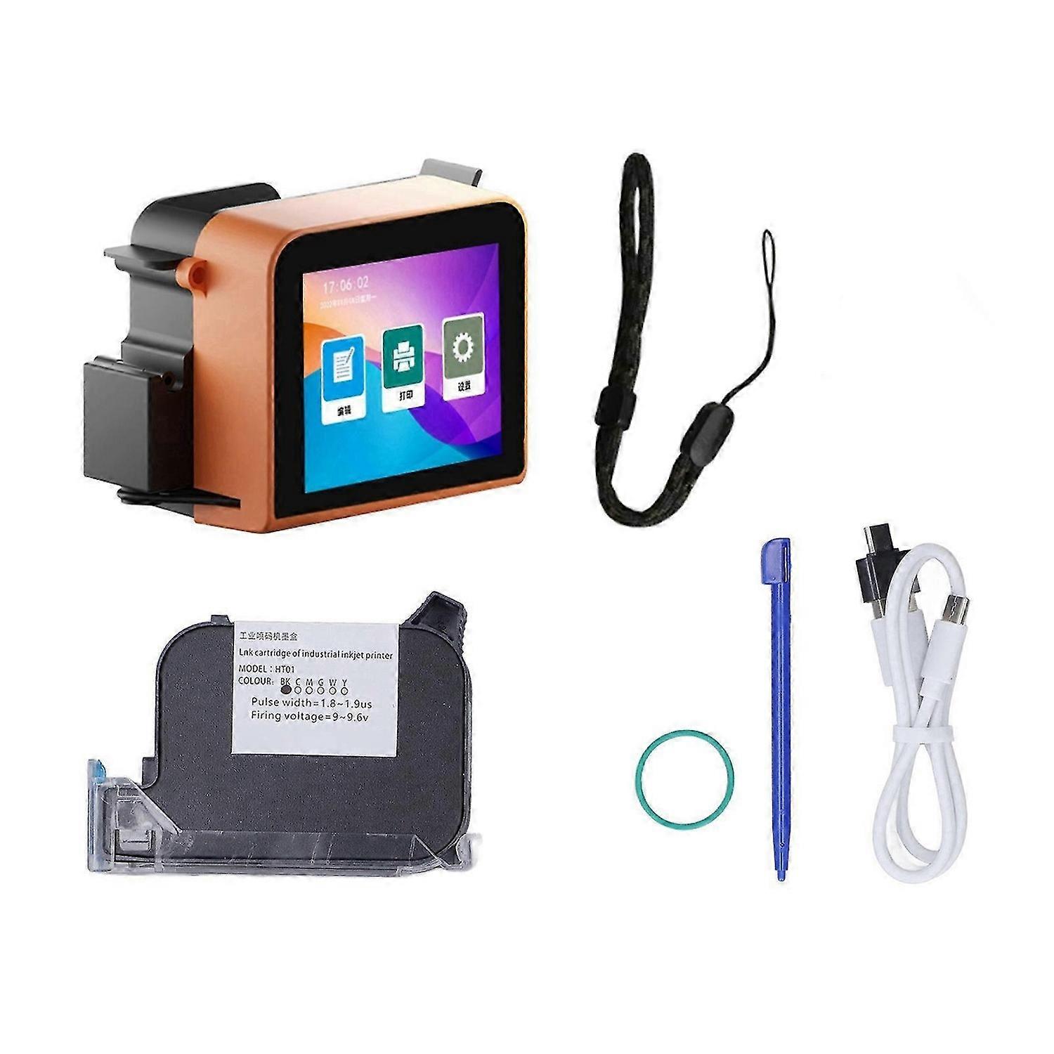 Handheld Inkjet Printer LED Screen Touch Control Portable Inkjet Coder for Production Date Time QR Code Logo 100240V Plug