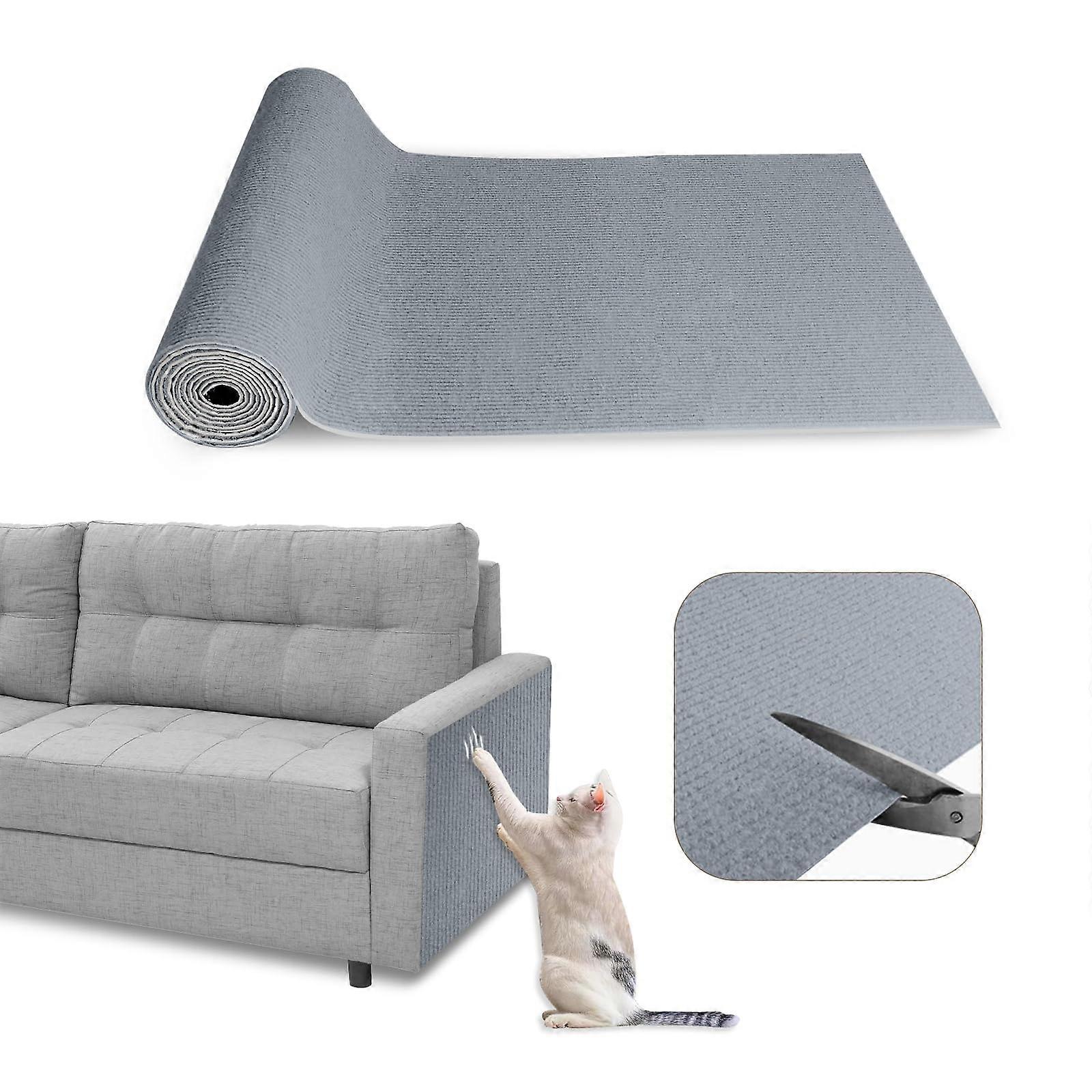 Cat Scratching Mat, SelfAdhesive, DIY Trimmable, Protects Furniture (Light Grey)