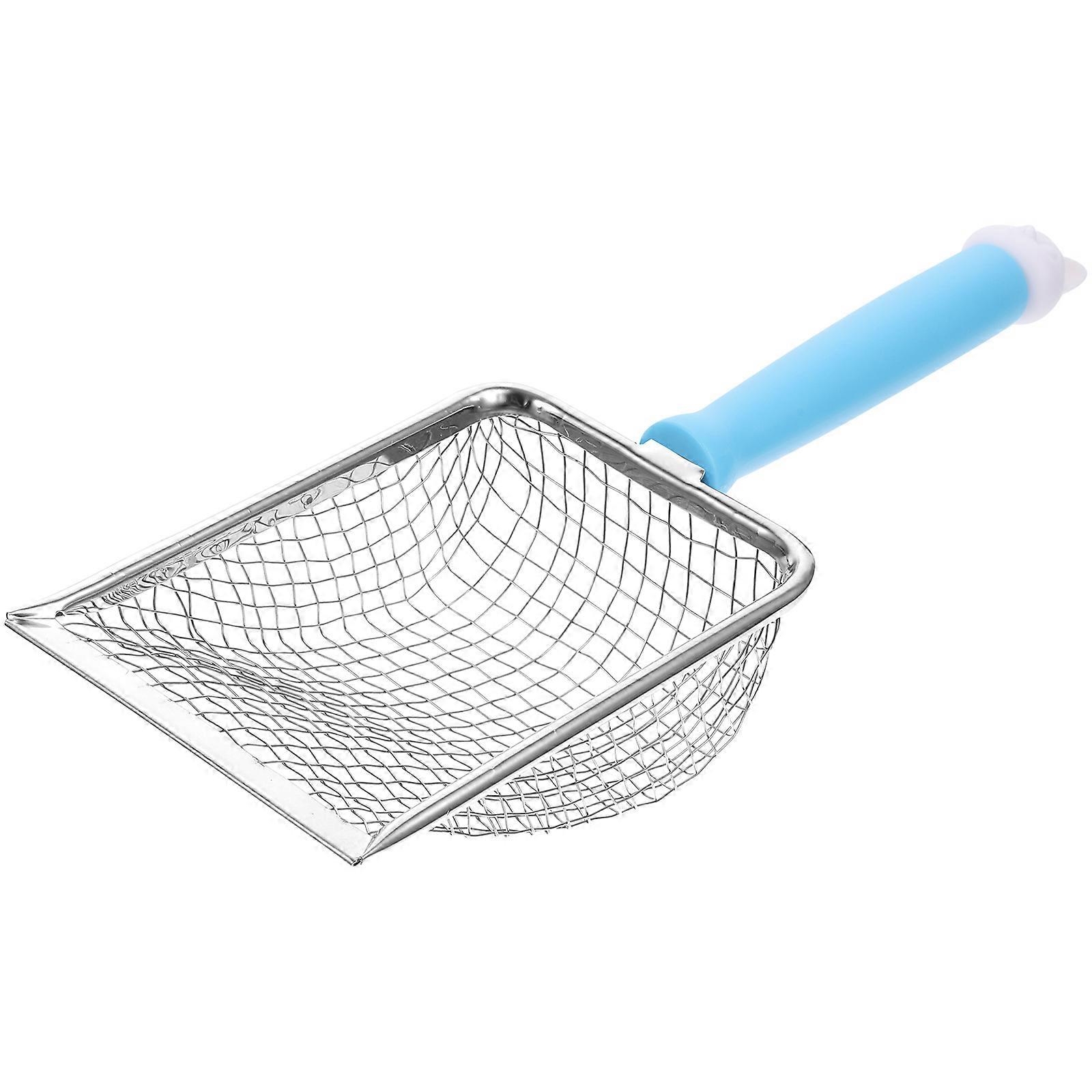 Stainless Steel Litter Scoop Heavy Duty Cat Litter Box Corner Cleaner With Handle For Pet Owners 1Set