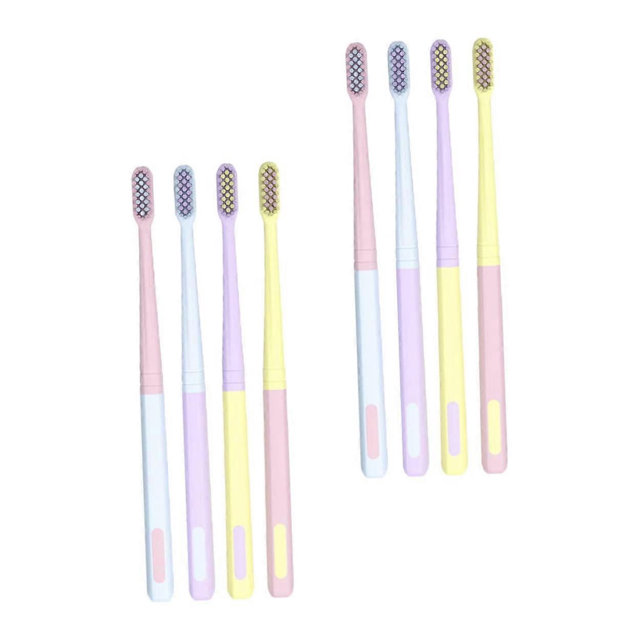 8-Piece Adult Toothbrush Set with Soft Bristles for Travel, Ideal for Sensitive Teeth and Gums in Colorful Macaron Shades