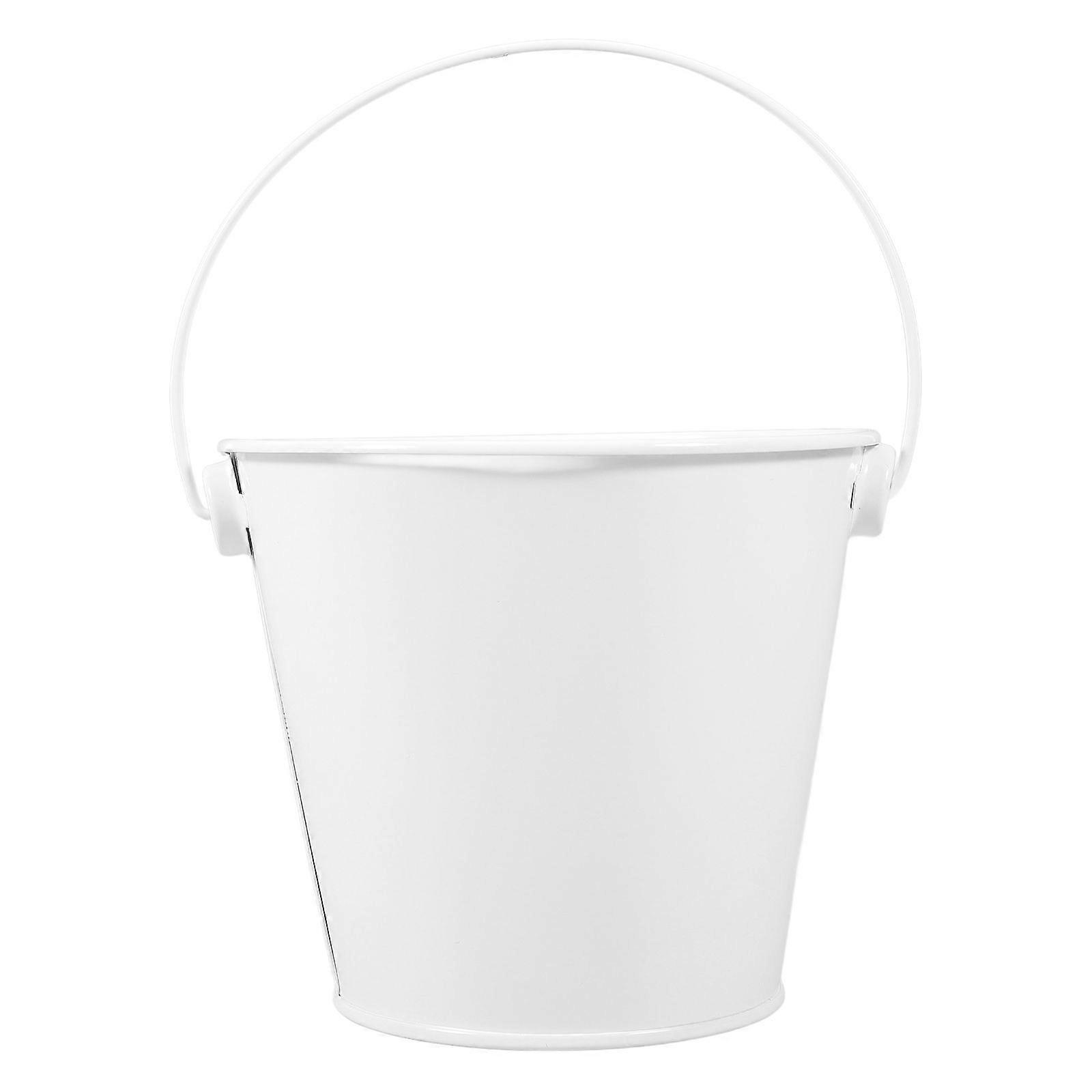 Small Metal Buckets With Handle For Classroom Party And Decorative Use Ideal Grease Catcher For Grill White Tin Pails For Oil Collection