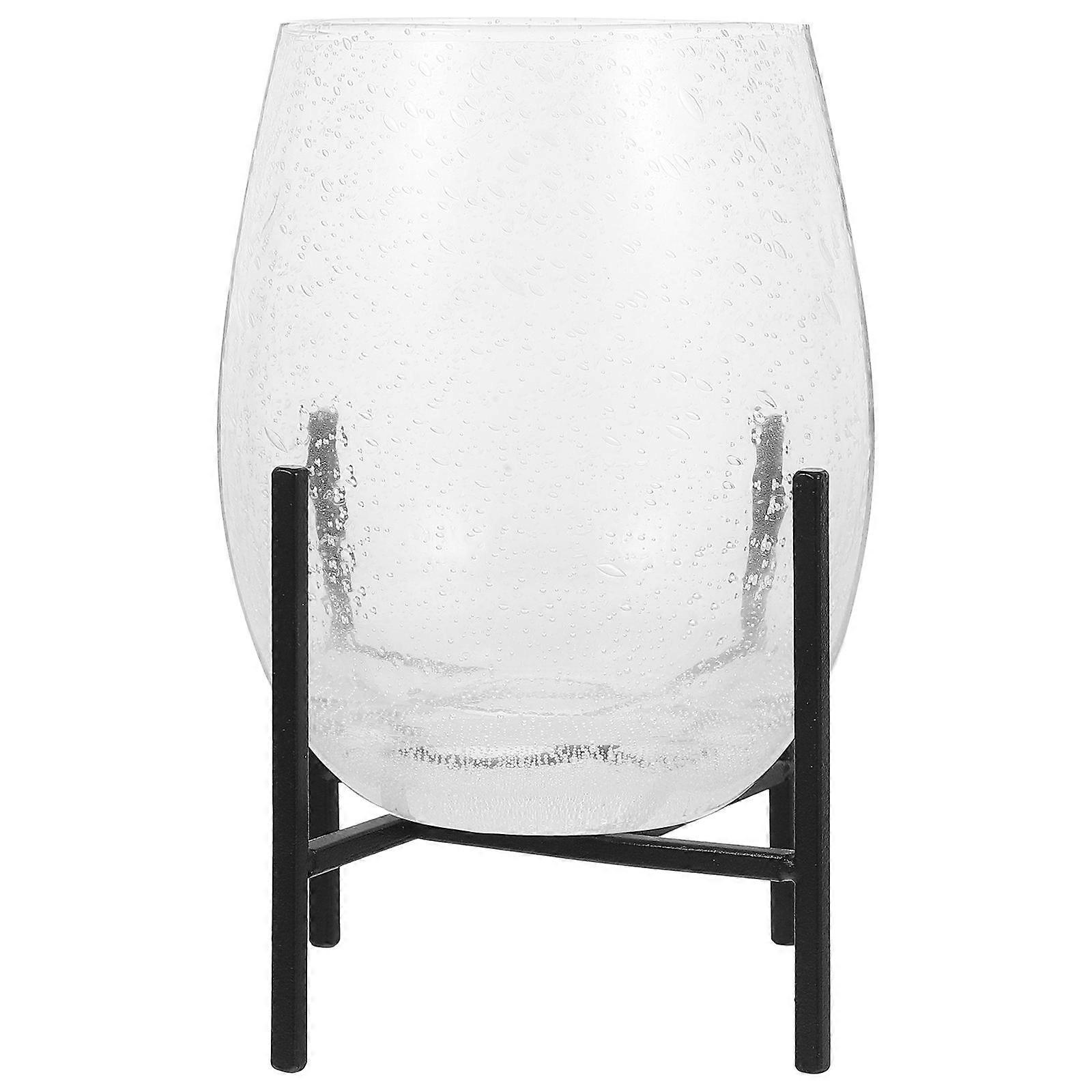 Vintage Iron Frame Glass Propagation Vase for Desktop Hydroponic Plants, Transparent Terrarium Planter with Japanese Minimalist Design, Durable
