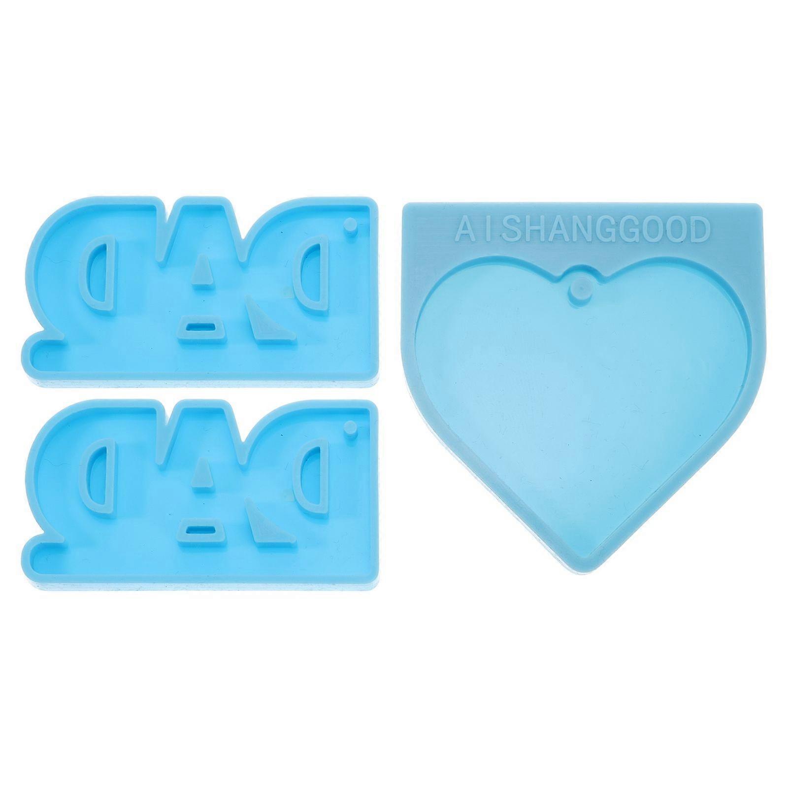 Blue Silicone Heart Shape Pendant Molds for DIY Use Creative and Reusable 3 Pcs