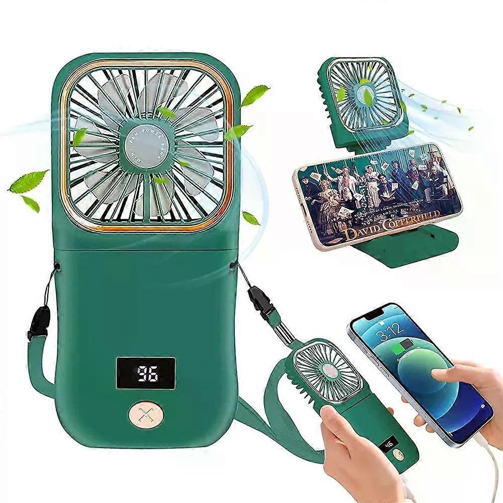 Mini Fan Small Fan Battery Operated USB Portable Charger Fan Mini Handheld Fan Desk Fan Phone Stand 3 Speeds Neck Fan Power Bank