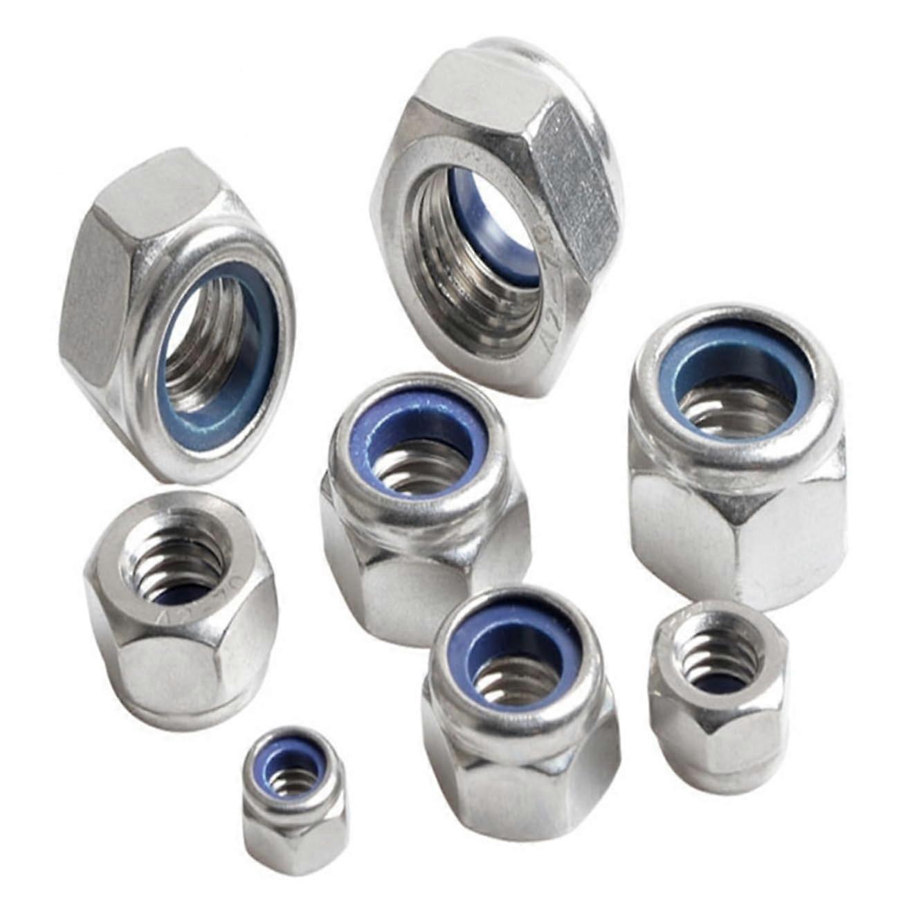 200Pack Stainless Steel Lock Nuts for Locker Winch Shed Door Latch Sliding Door Lock Combination Locks Hex Lock Nut with Nylon Insert