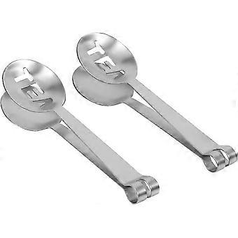 2 stuks theezakje theelepel roestvrij staal knijp sachet zeef handvat grip suikertang keuken ijsmachine