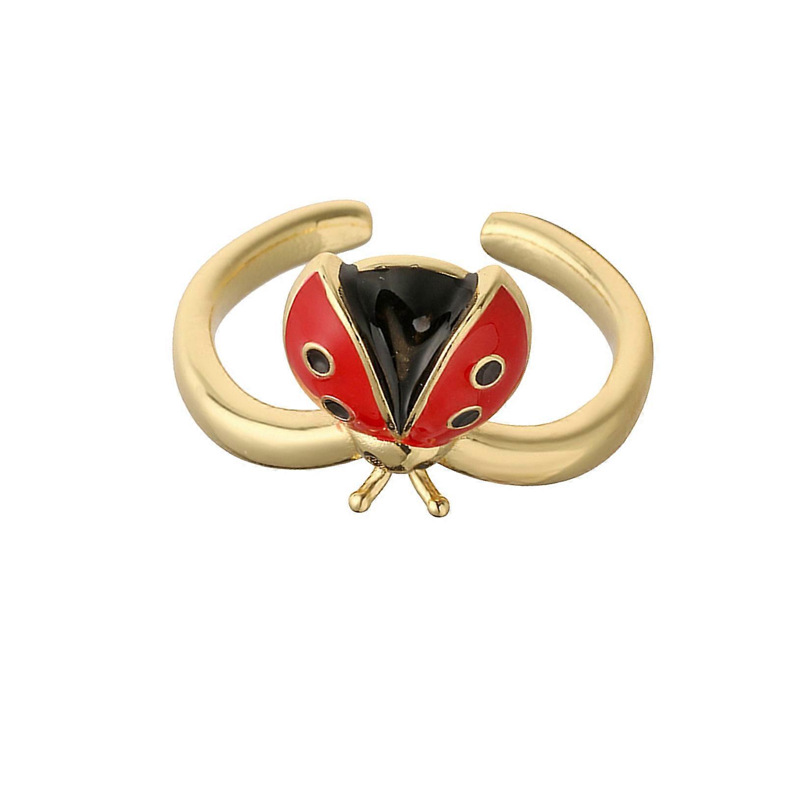 Openable Ladybugs Shaped Ring With Colorful Drip Glaze Finish Ergonomic Copper Perfect For Casual Or Formal Occasions Multicolor