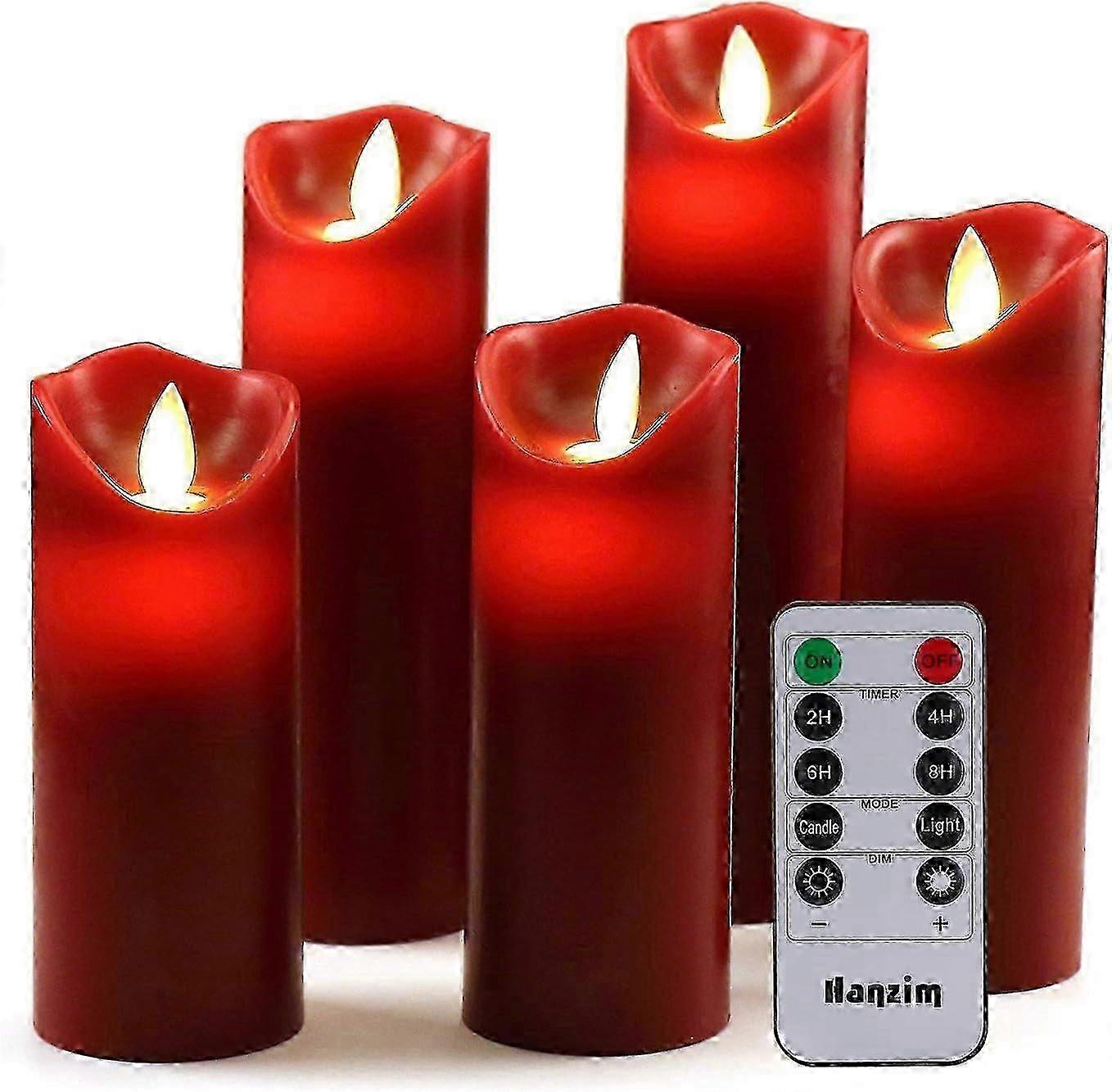 LED Candles Set - 5 Real Wax Flameless Candles with Remote Control & Flickering Flames - 24-Hour Timer for Safe Ambiance