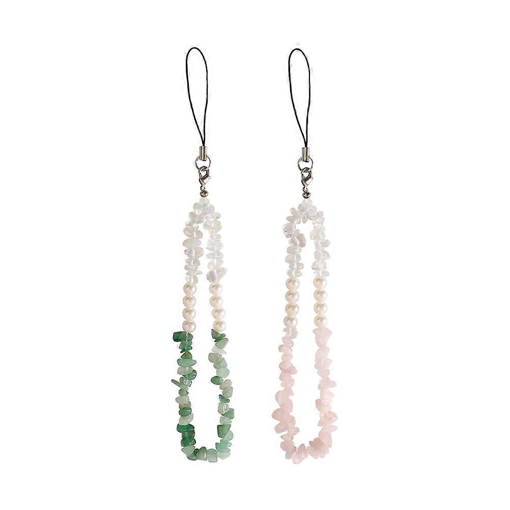 Crystal Mobile Phone Strap with Natural Gemstone Beads, Lightweight Decorative Keychain Lanyard for Smartphones, Easy Installation Gift Set