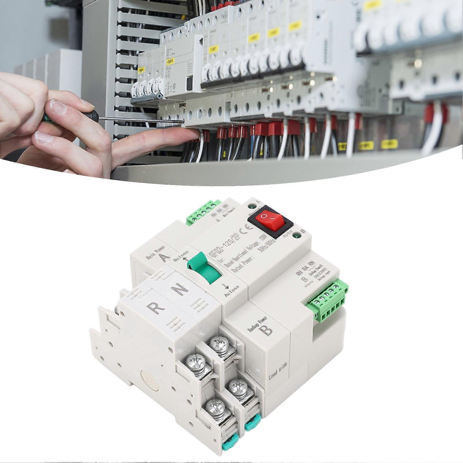 Dual Power Automatic Transfer Switch 2P Fast Switching PC AC 230V for Home Factory