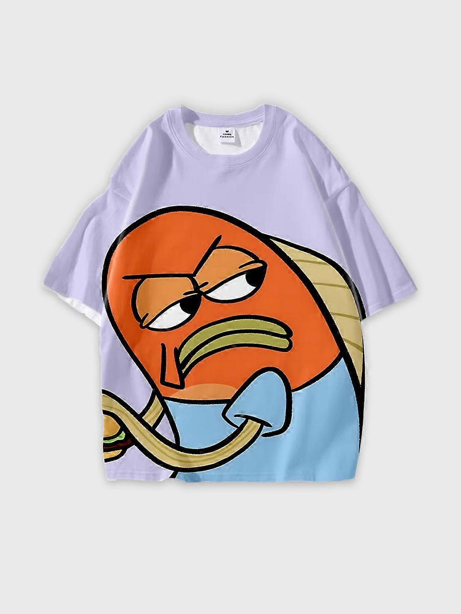 T-shirt round neck Anime Pattern loose short sleeve D1395