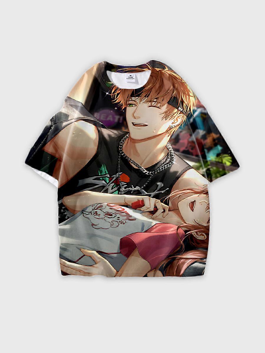 T-shirt round neck Role Pattern loose short sleeve E238