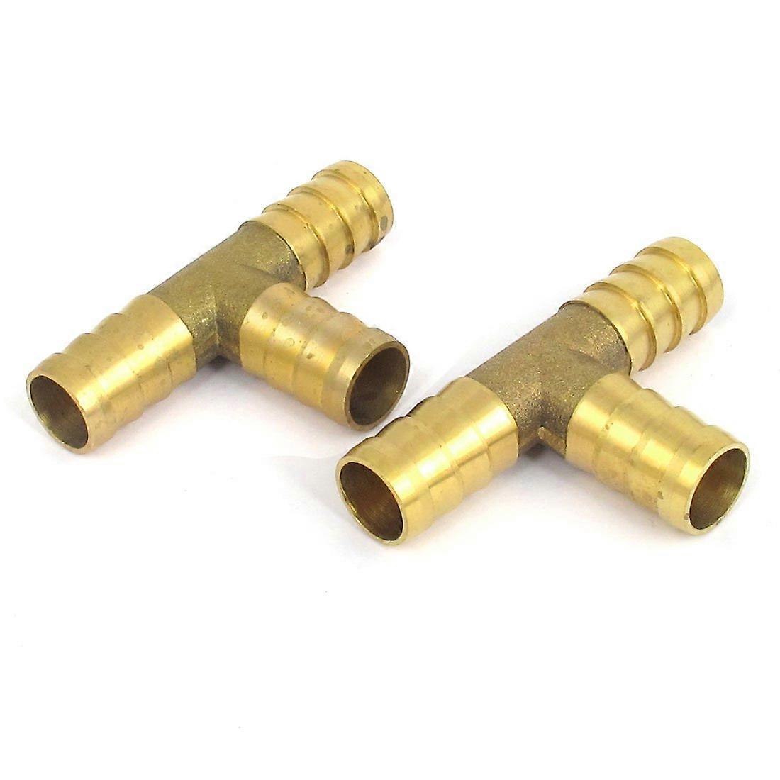 Sourcing Map Brass T-Shape 3-Way Hose Mounting Adapter Plug 12 mm Pack of 2
