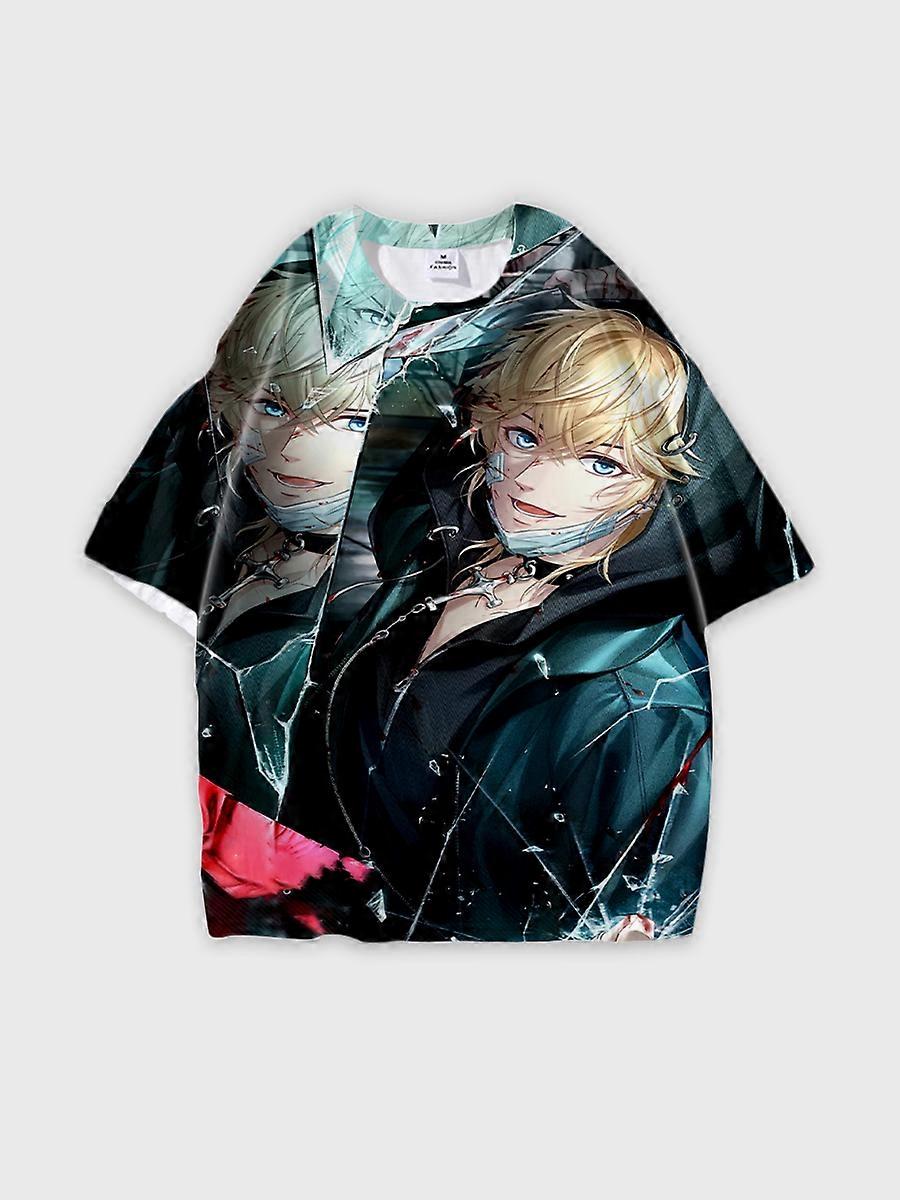 T-shirt round neck Role Pattern loose short sleeve E1214