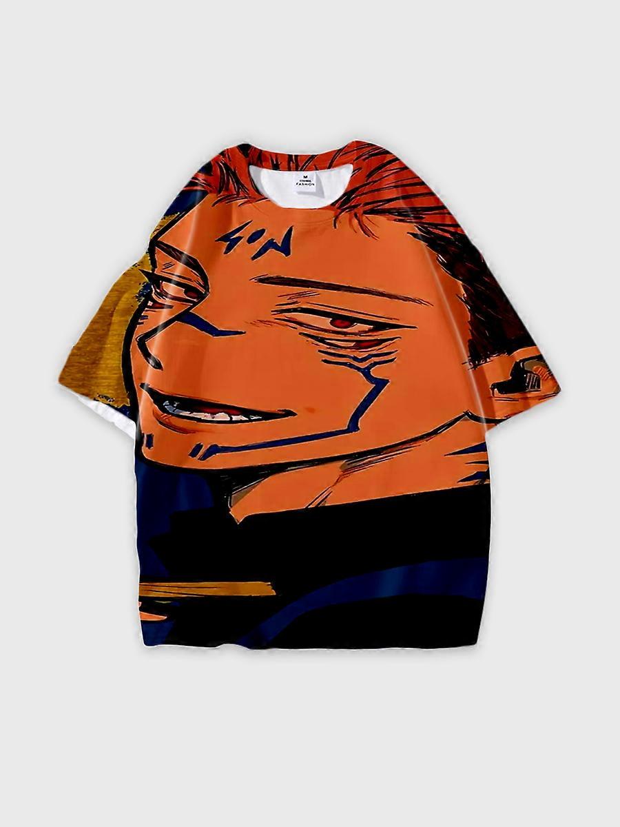 T-shirt round neck Character Pattern loose short sleeve P1446