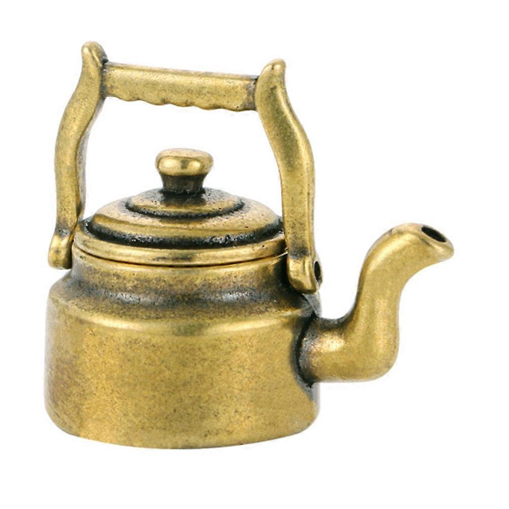 Handcrafted Miniature Brass Teapot Ornament Vintage Style Kettle Decoration for Home Office Shelf Display
