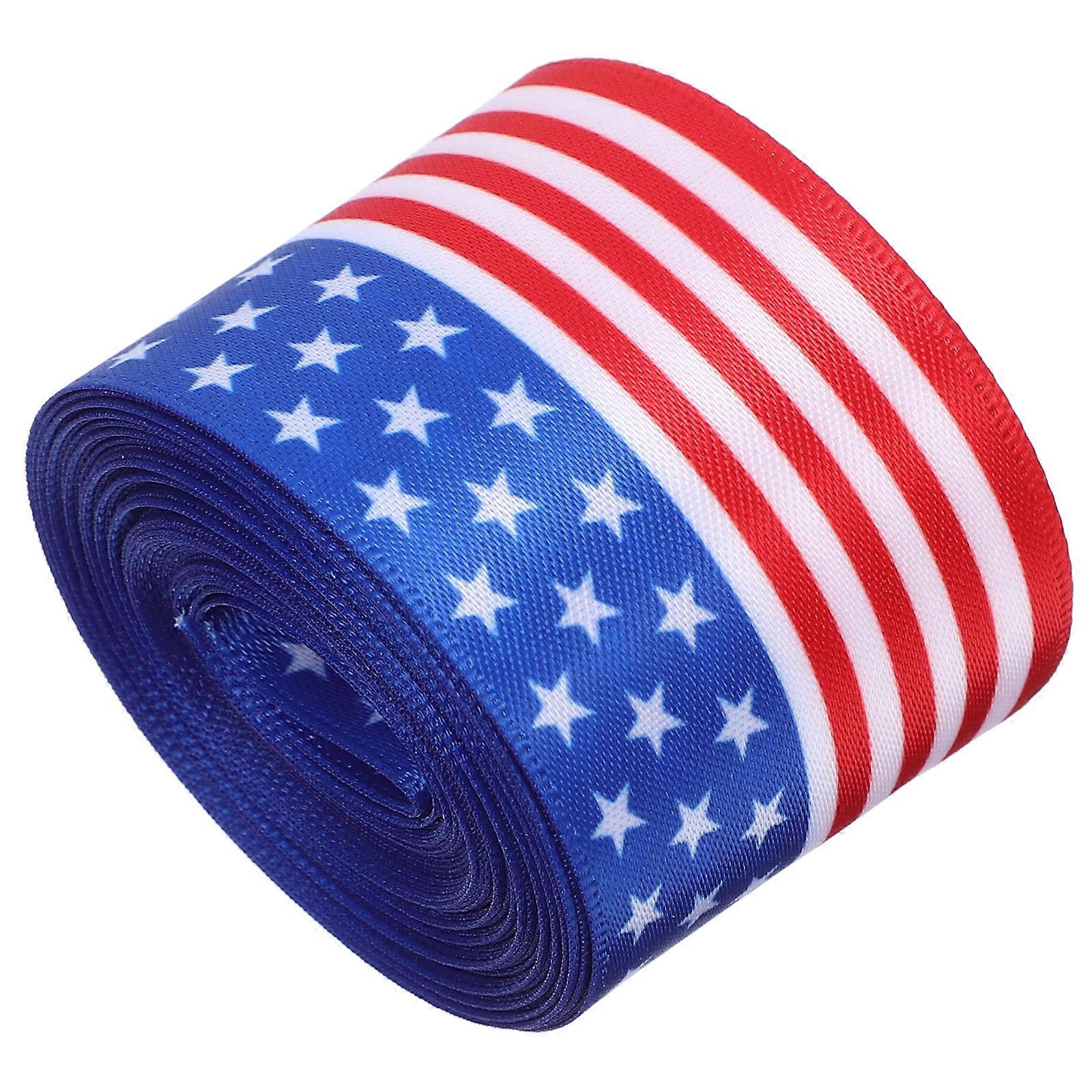 Patriotic Awareness Ribbon Diy Ribbon Independence Day Ribbon Decor Craft Enthusiasts Elegant Design 457.20X3.80X0.02CM 1 Roll