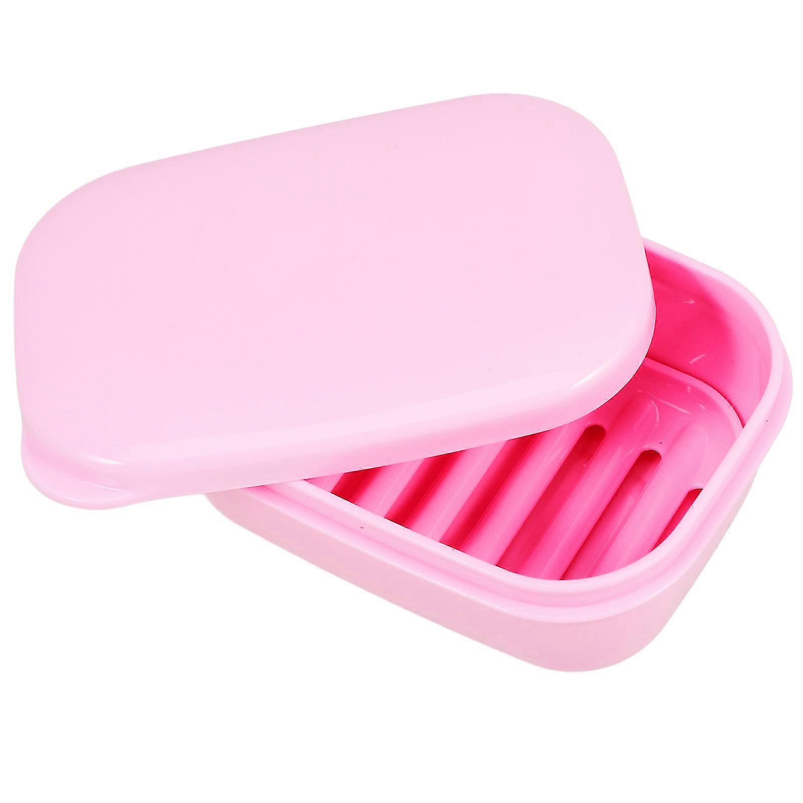 MLINS Portable Soap Holder Travel Container with Lidded Double Layer Design 1 Set Plastic Soap Box for Outdoors Round Small Holder and Tray