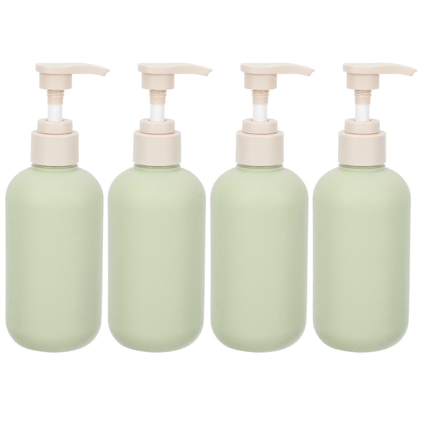 4 Lotion Dispenser Bottles with Leak Resistant Press Pump for Soap, Shampoo Storage – Travel & Bathroom Use