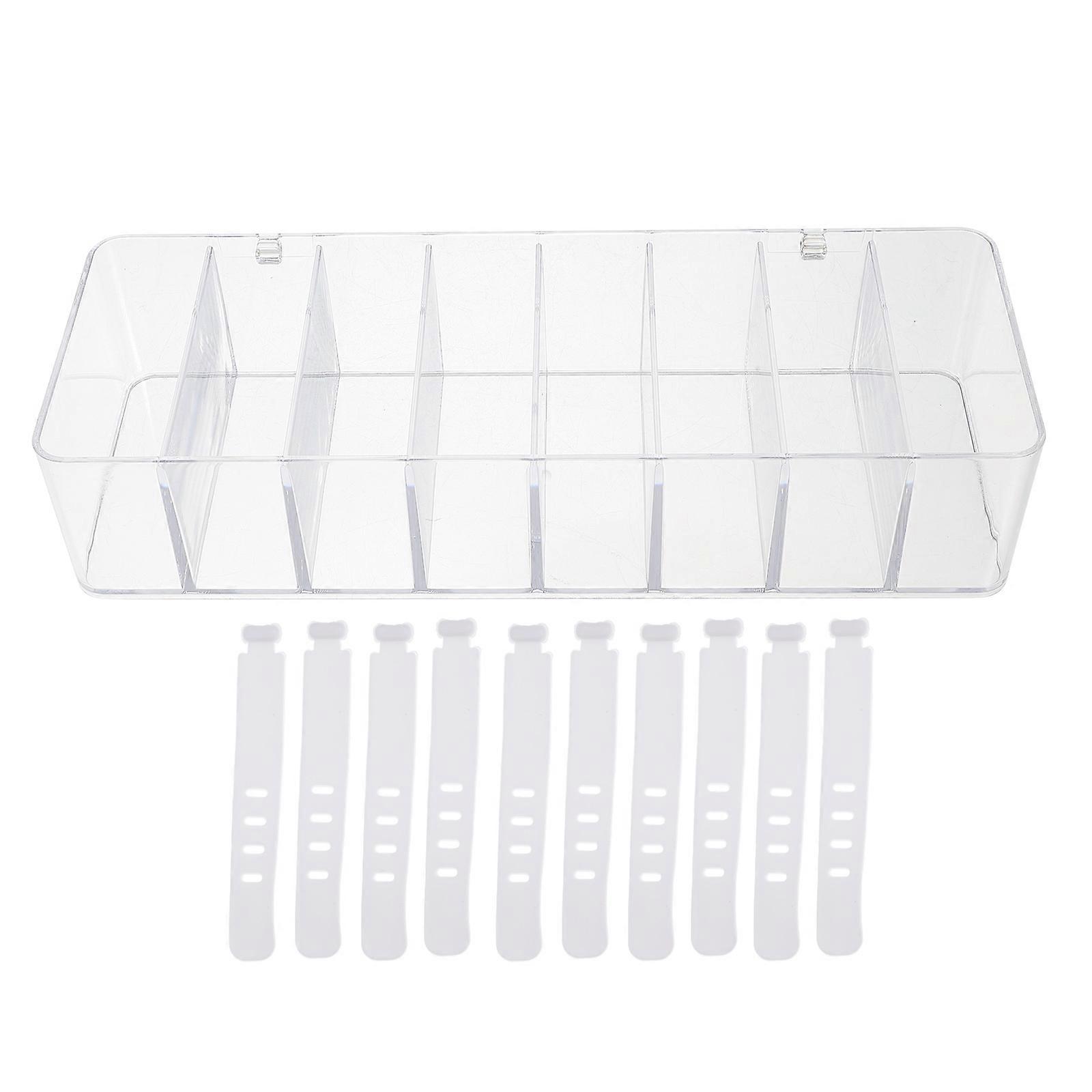 1 Set Cord Organizer Box For Home Office With 10 Cable Ties Transparent Storage 8 Compartments Compact Design