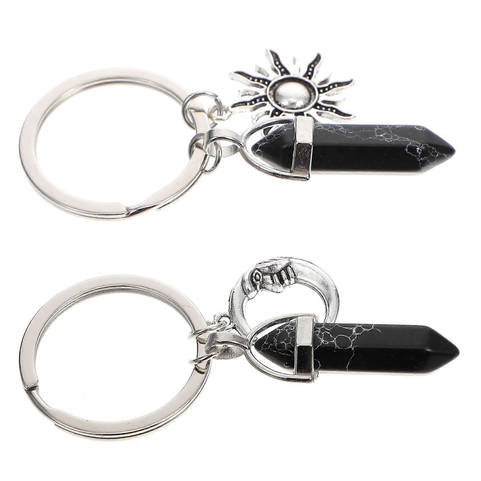 2pcs Couple Keychains Retro Durable Unique Present For Lovers Decorative Key Pendants For Personal Style