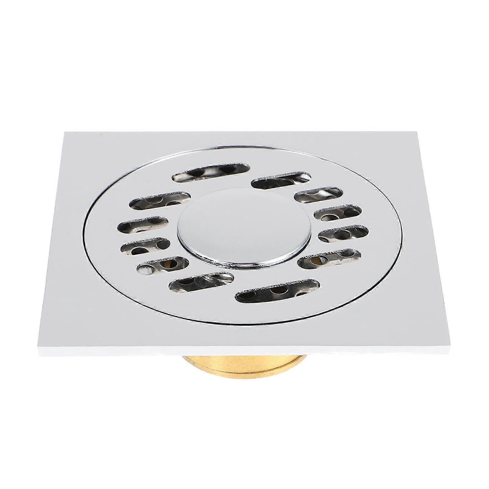 Square Shower Floor Drain Odor Proof Drainer For Bathroom Garage 10X10X3.5CM Brass Tile Insert 1Pack