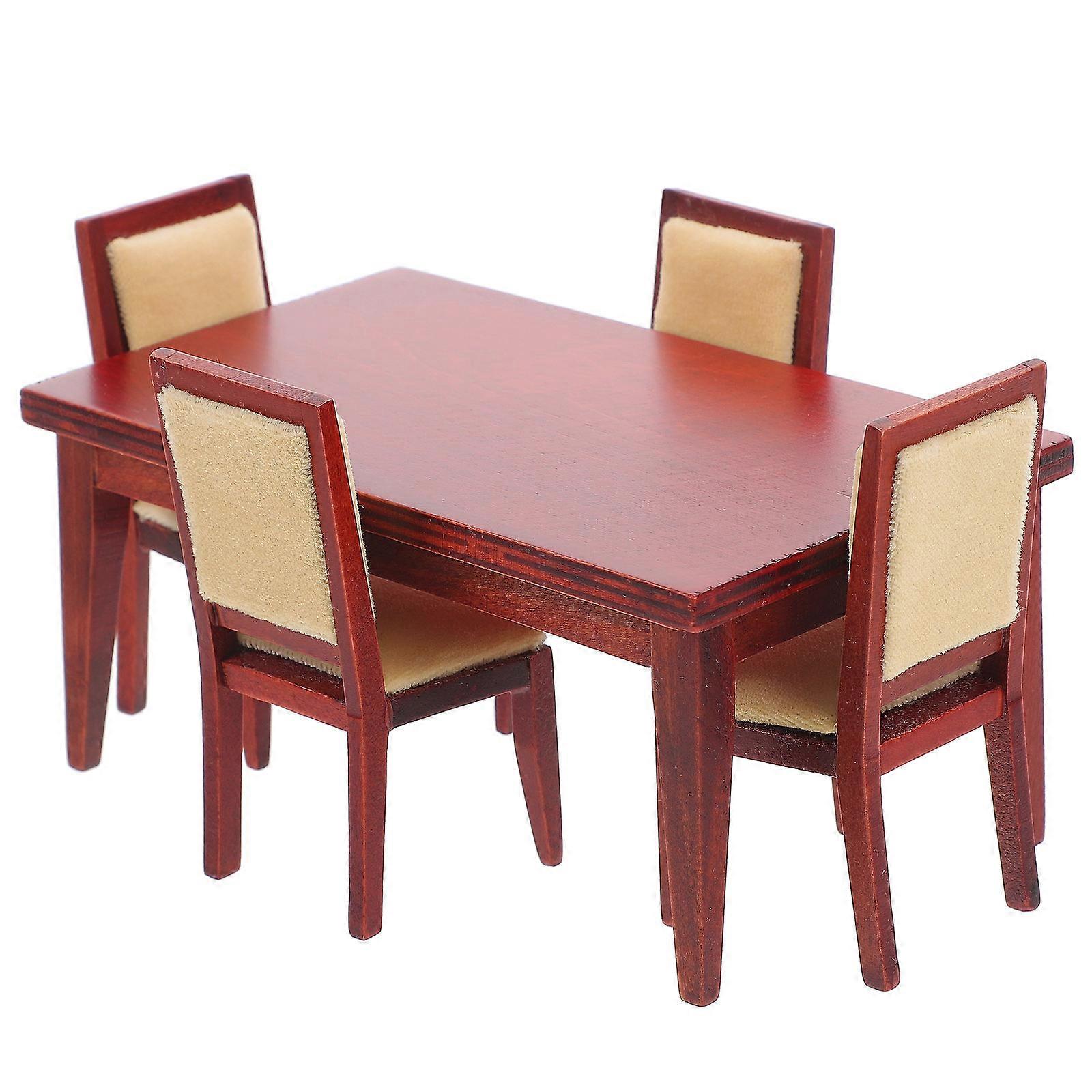 Retro Style Miniature Dining Table and Chair Model for Miniature Enthusiasts Ideal for Living Room Decoration 1 Set
