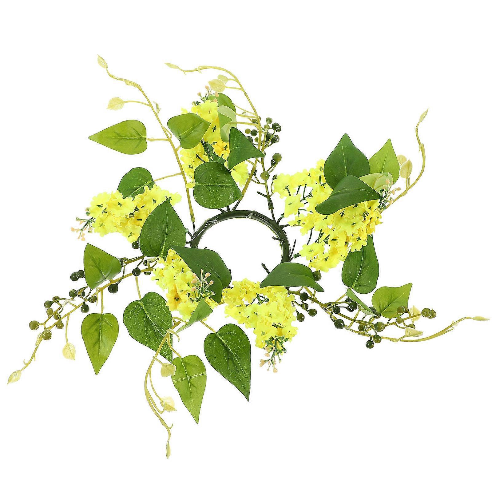 Artificial Flower Leaf Candle Ring For Birthday Party Decoration In Elegant Style With Circular Shape 1Set