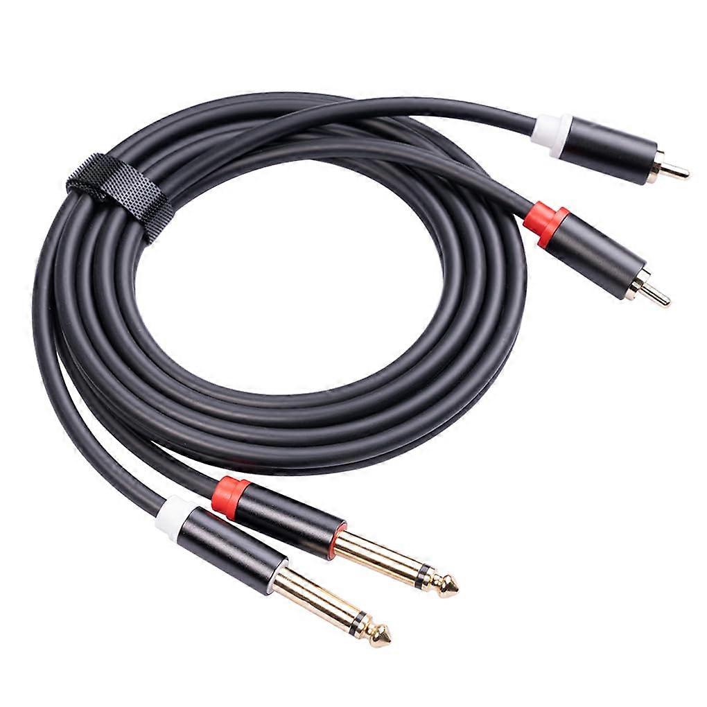 Dual 6.35 mm TS Connector Cable for Microphone and Audio Devices, PVC Patch Cable, Symmetrical, Compatible with MP3 and Car Audio