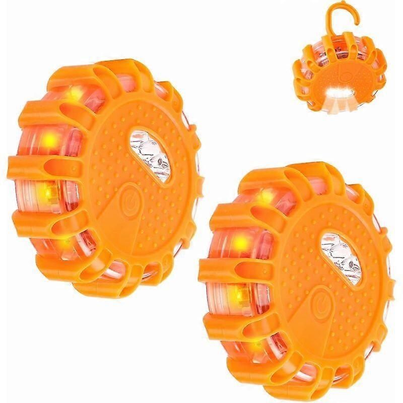 2 pcs LED Beacon, Warning Light, Emergency Warning Light with Magnetic Base and 9 Flashing Modes for Car, Truck, Boat