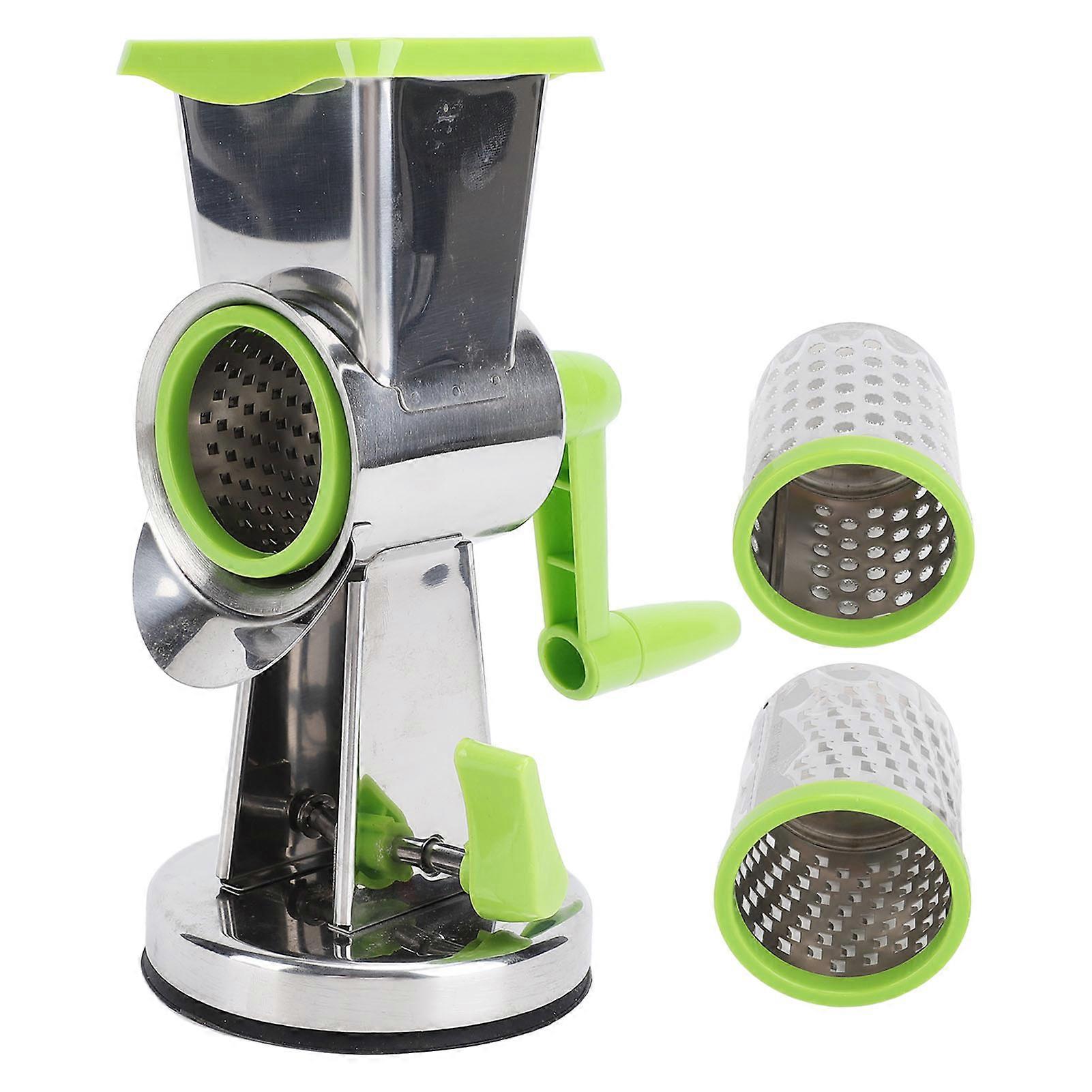 Cheese Grater with Suction Base, Manual Hand Crank SUS Shredder, Multifunctional Rotary Slicer for Vegetables and Cheese