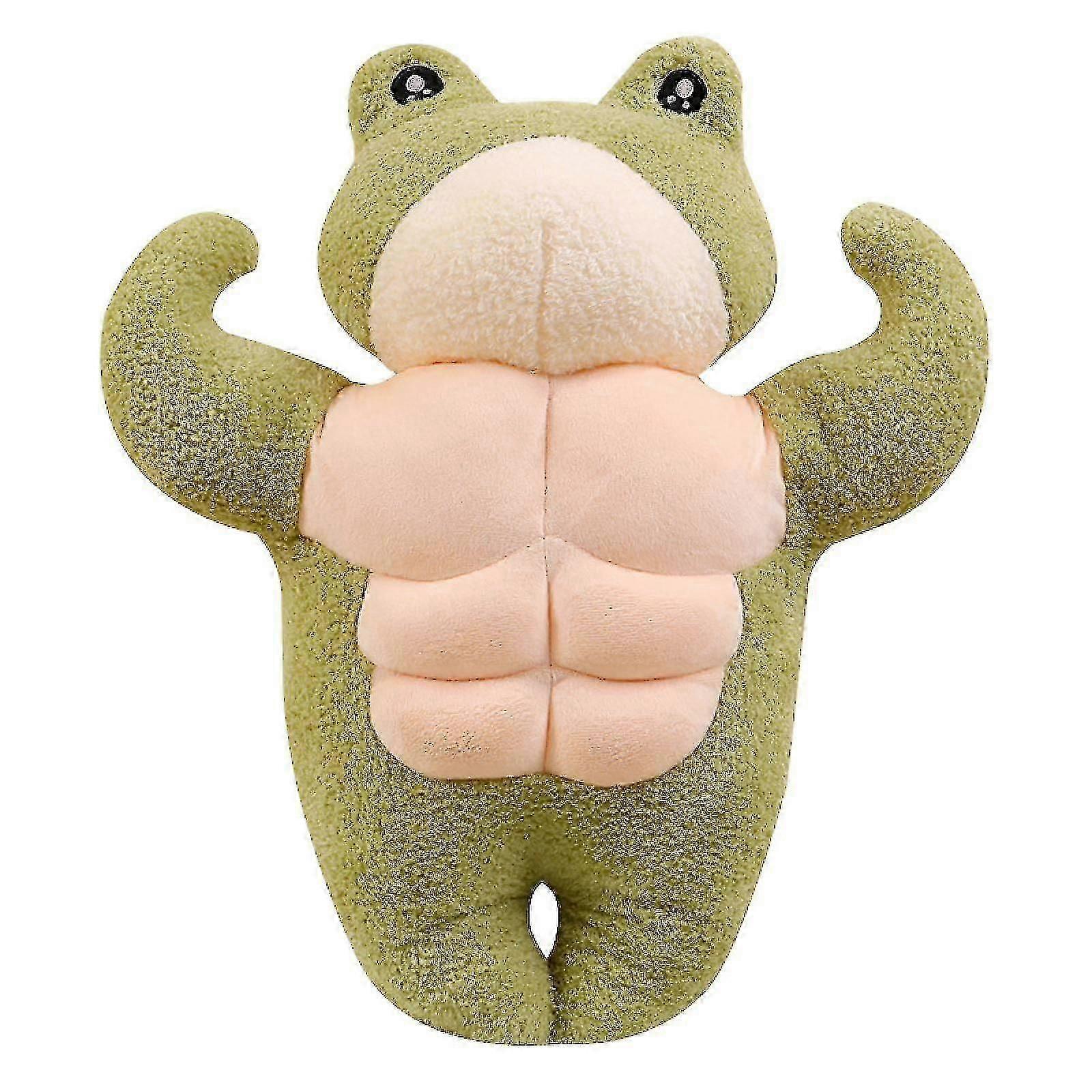 Cute Green 3d Muscle Frog Plush Toy Soft, Funny Huggable, Adorable Plush Frog For Kids 13.7inch
