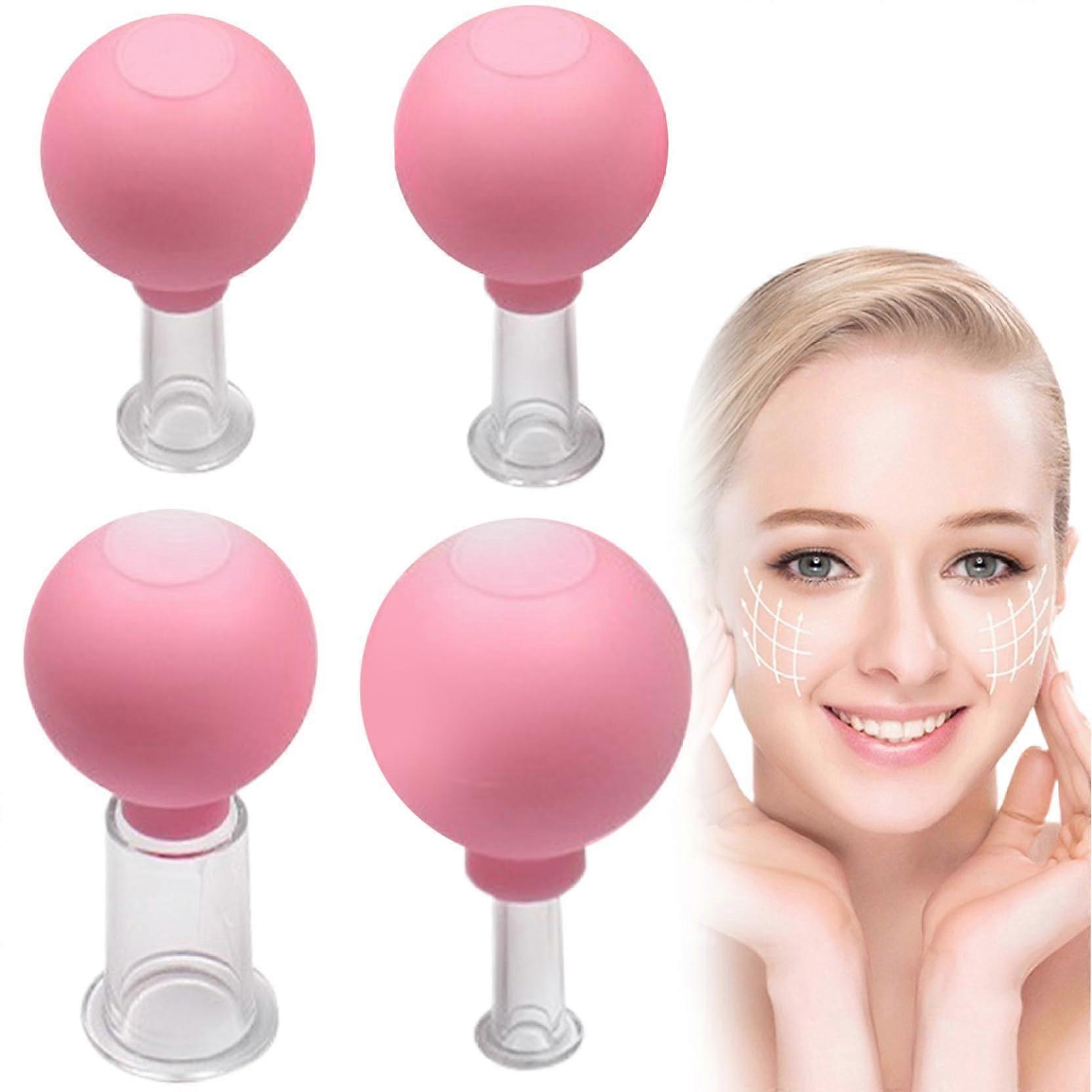 Face Cupping Set - 4 Silicone Vacuum Suction Cups in Different Sizes for Skin Lifting and Facial Treatment