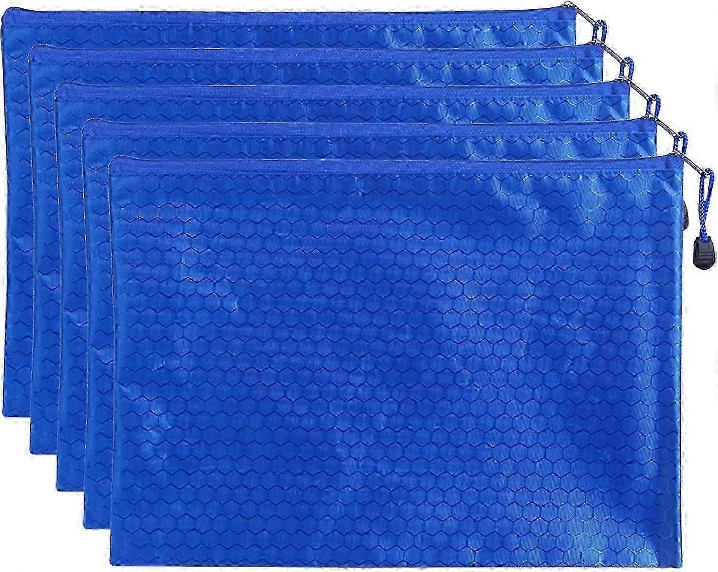 Waterproof Canvas File Pouch with 5 Zipper Compartments for School Office and Stationery