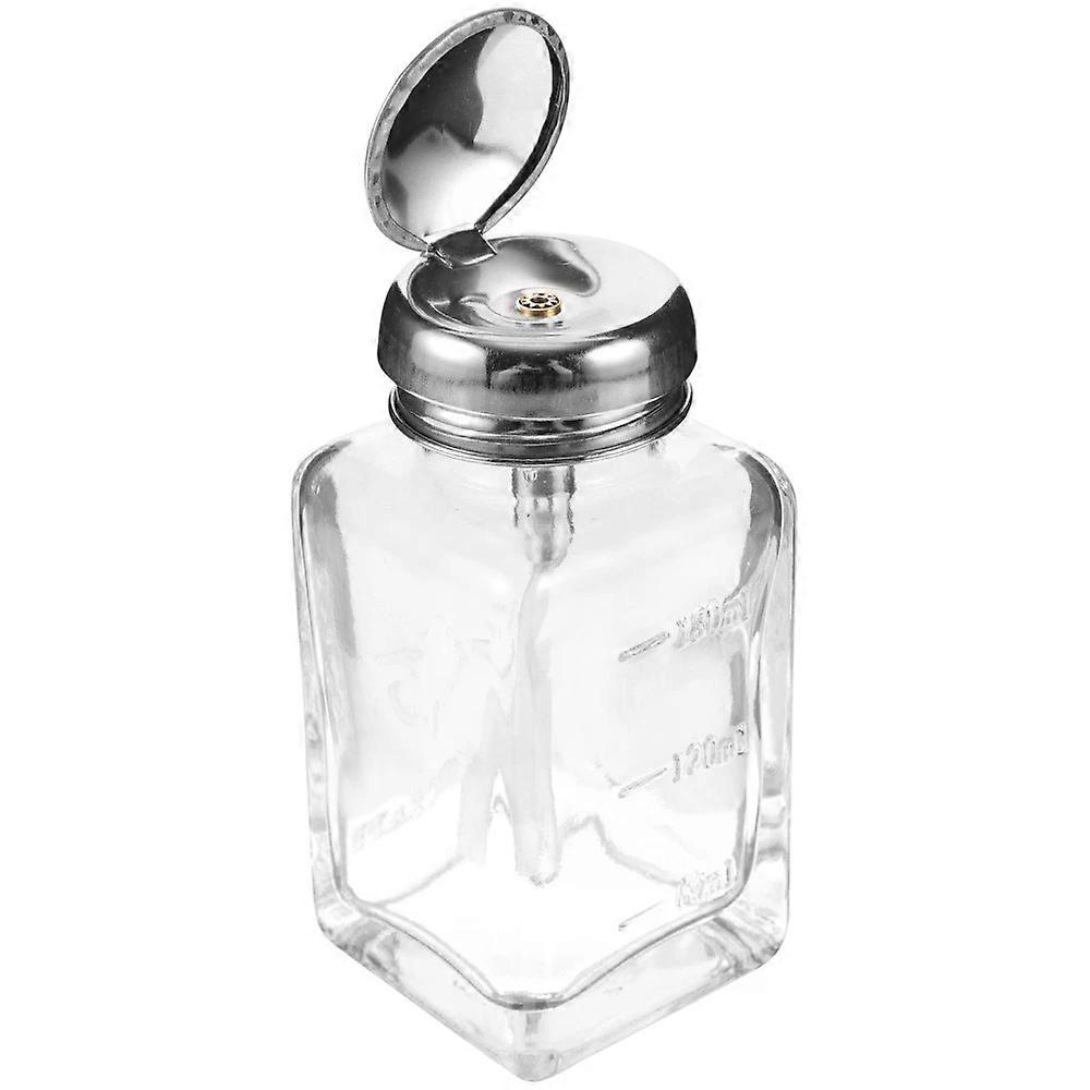 Clear Glass Pump Bottle, Empty Refillable Container for Nail Polish Remover, Transparent Design