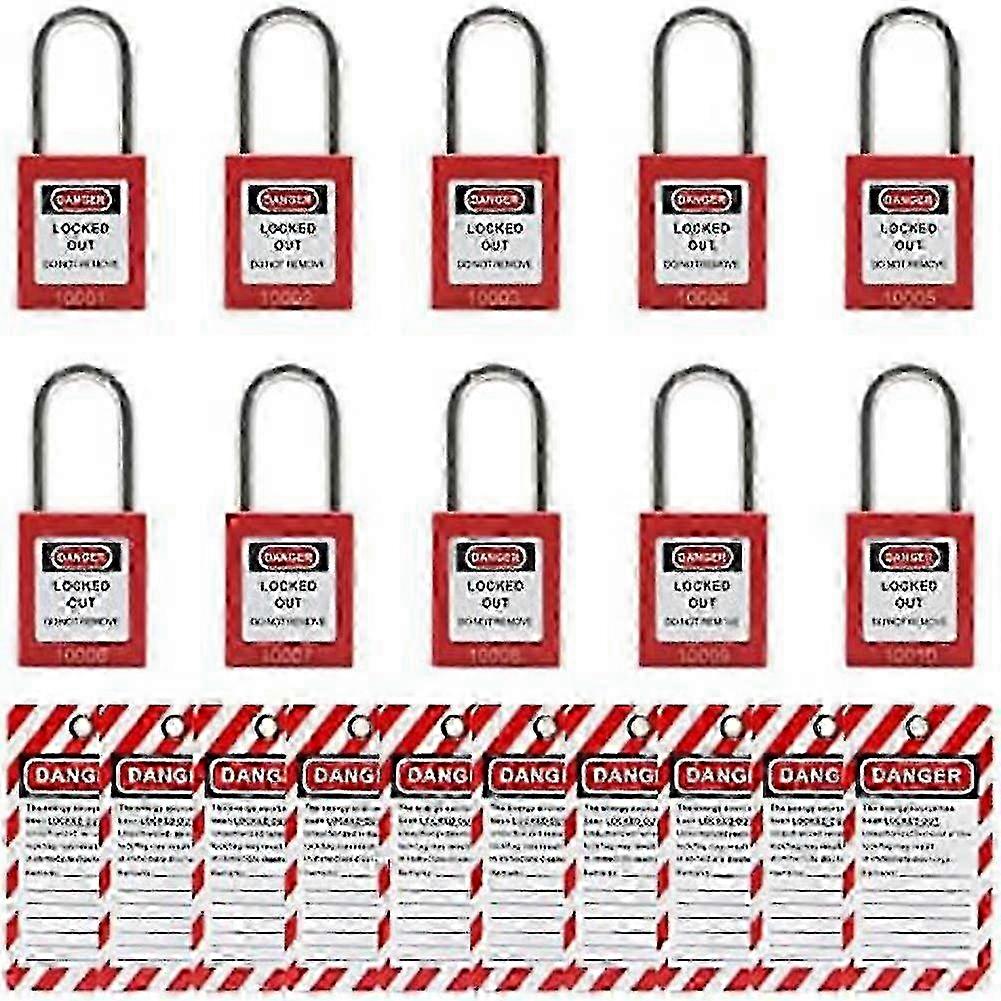 Lockout/Tagout Lock Set, 10 Locks, 10 Tags, 20 Keys, Durable Material and Safe Design