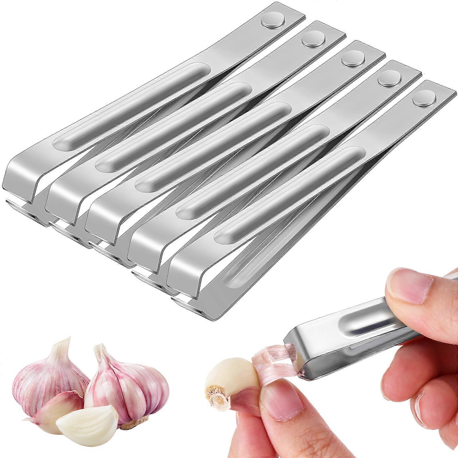 6 Pcs Silver Garlic Tweezers Designed For Efficient Garlic Skin Removal Suitable For Cooking Tasks