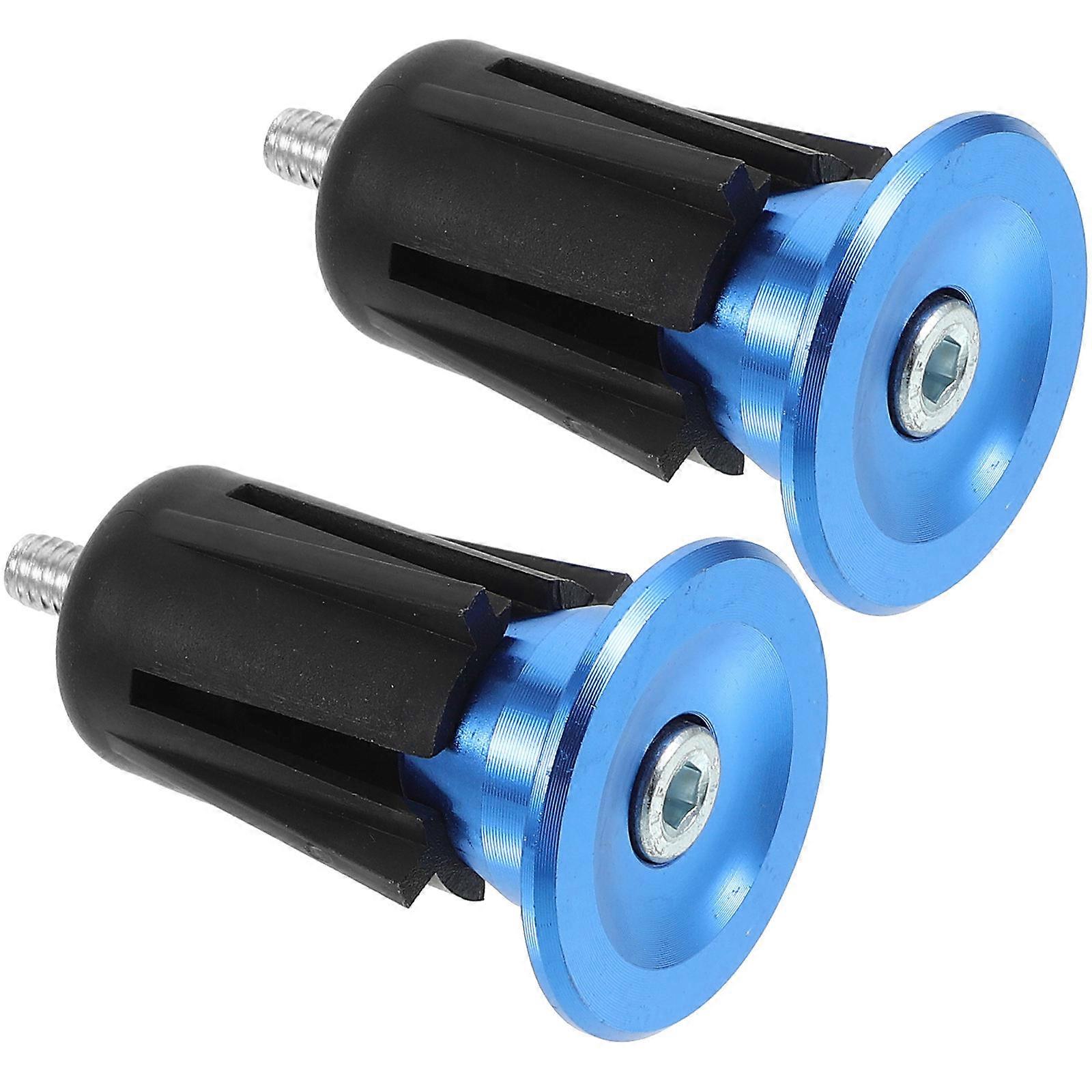 Bike Handle End Plugs Made of Aluminum Alloy for Bike Handle Blue Color Lightweight Design 1 Pair
